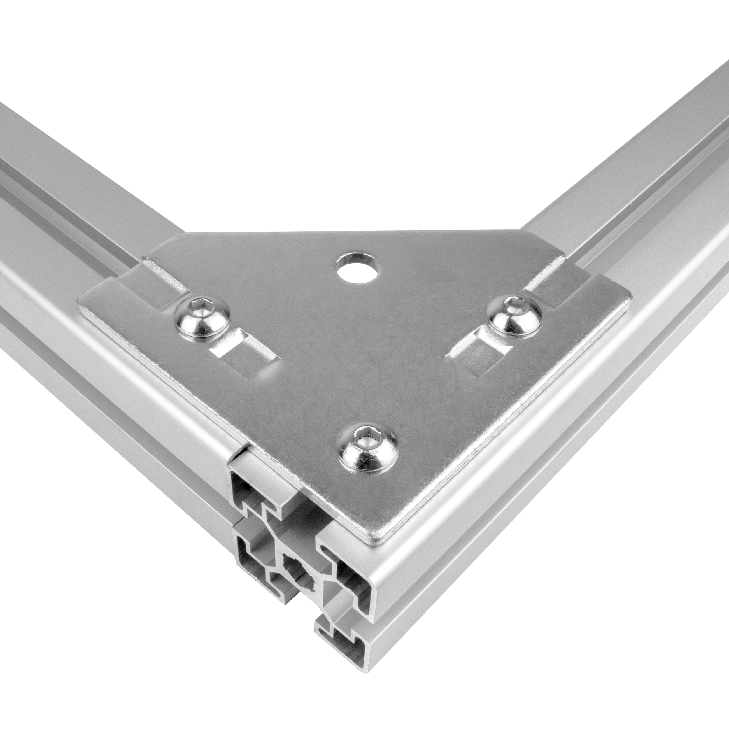 Knotenblech Nut 10 für 45-er Aluprofil inkl. Verschraubung - 1 Stück