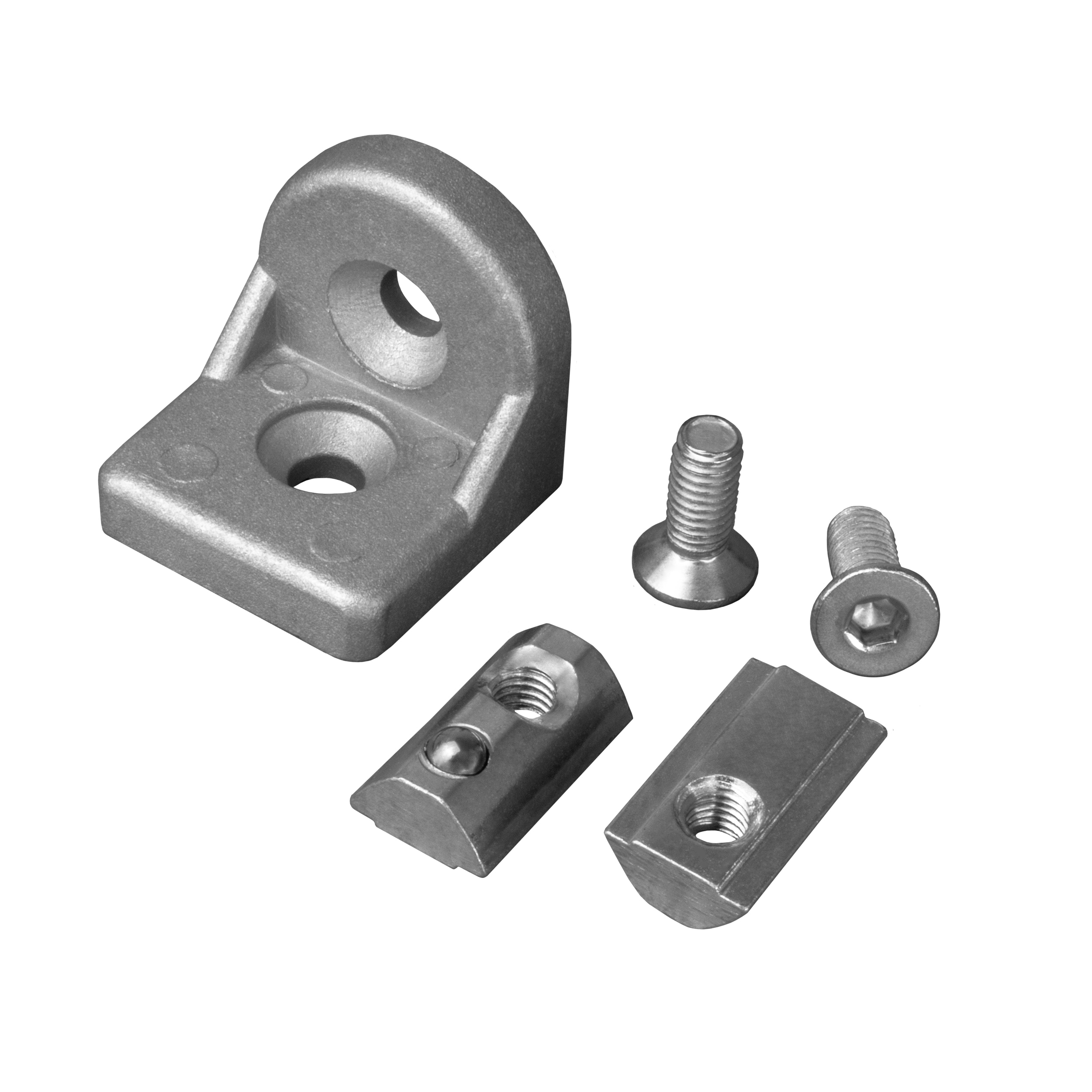 Drehwinkel Verbinder ink. Schrauben und Nutensteine Nut 8 für Aluprofil 30-er - 1 Stück