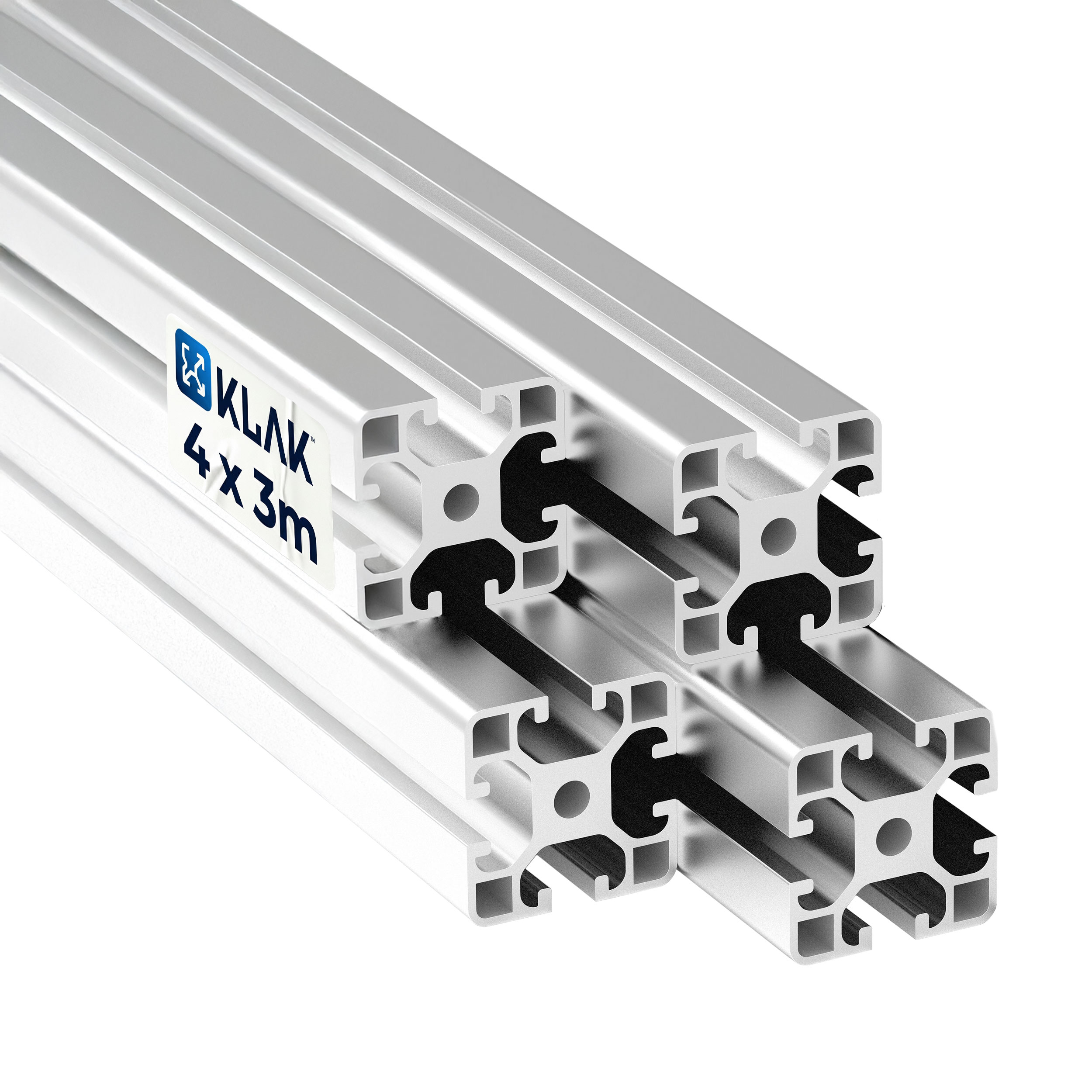 Alu Profil 4 Stück 40x40mm 3m System-, Montage-, Konstruktionsprofil Nut 8 KLAK 40 - Aluprofil 4 Stück 40x40mm 3m System-, Montage-, Konstruktionsprofil Nut 8