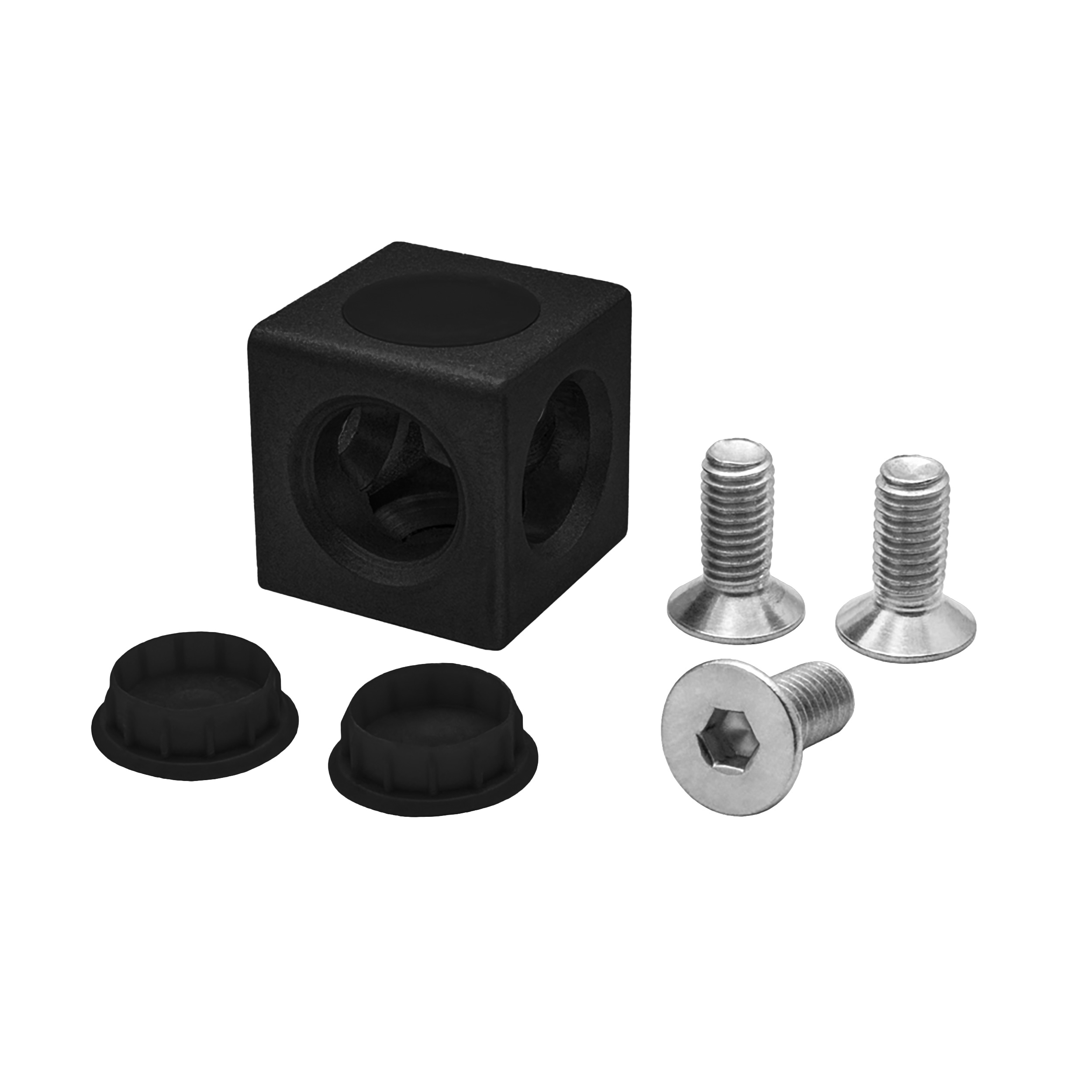 KLAK 30 - 3-Wege Würfelverbinder Eck-Verbinder Aluprofil 30x30 schwarz - 1 Stück