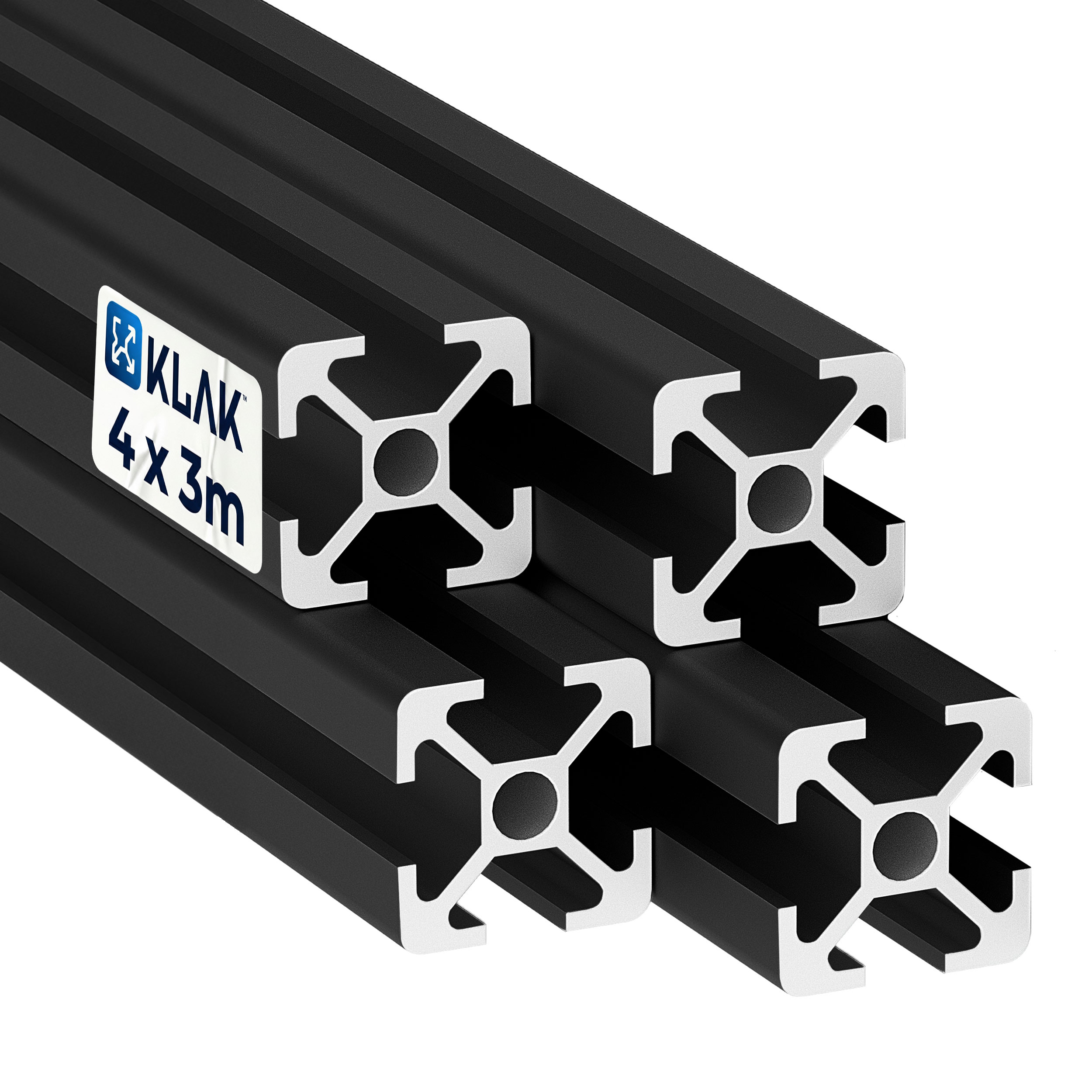 Alu Profil 4 Stück 20x20mm 3m System-, Montage-, Konstruktionsprofil Nut 6 schwarz Alu Profil 4 Stück 20x20mm 3m System-, Montage-, Konstruktionsprofil Nut 6 schwarz