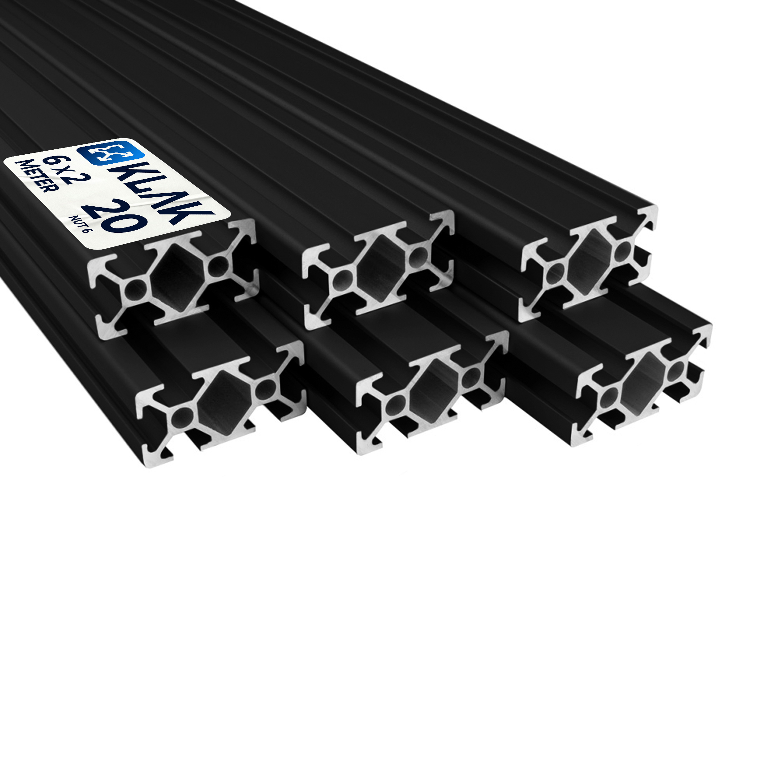 Alu Profil 6 Stück 20x40mm 2m System-, Montage-, Konstruktionsprofil Nut 6 schwarz Alu Profil 6 Stück 20x40mm 2m System-, Montage-, Konstruktionsprofil Nut 6 schwarz