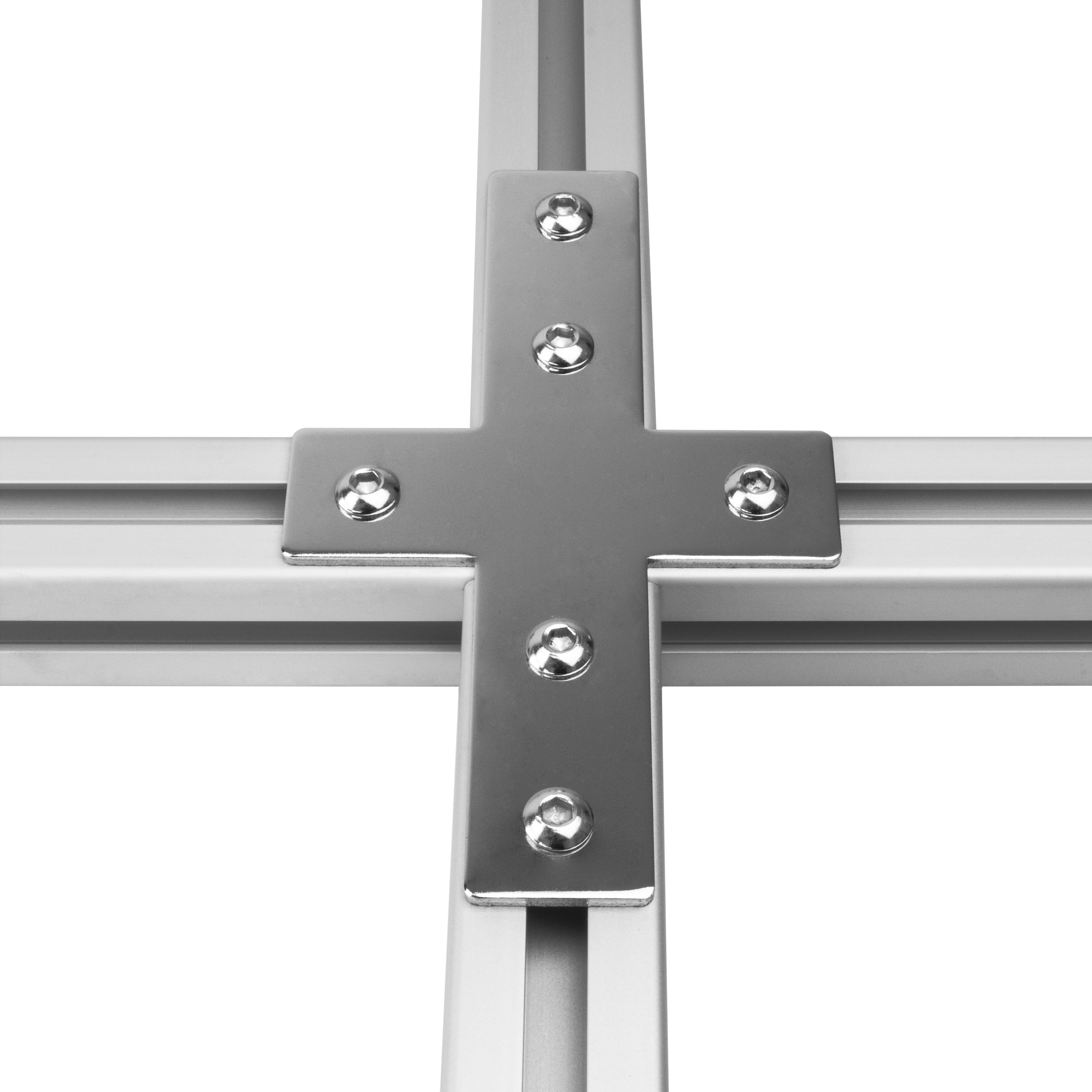 Verbinderplatte - X - 114x85mm Aussen Kreuz Flachverbinder 30x30 Aluprofil Verbinderplatte - X - 114x85mm Aussen Kreuz Flachverbinder 30x30 Aluprofil - 4 Stück inkl. Verschraubung