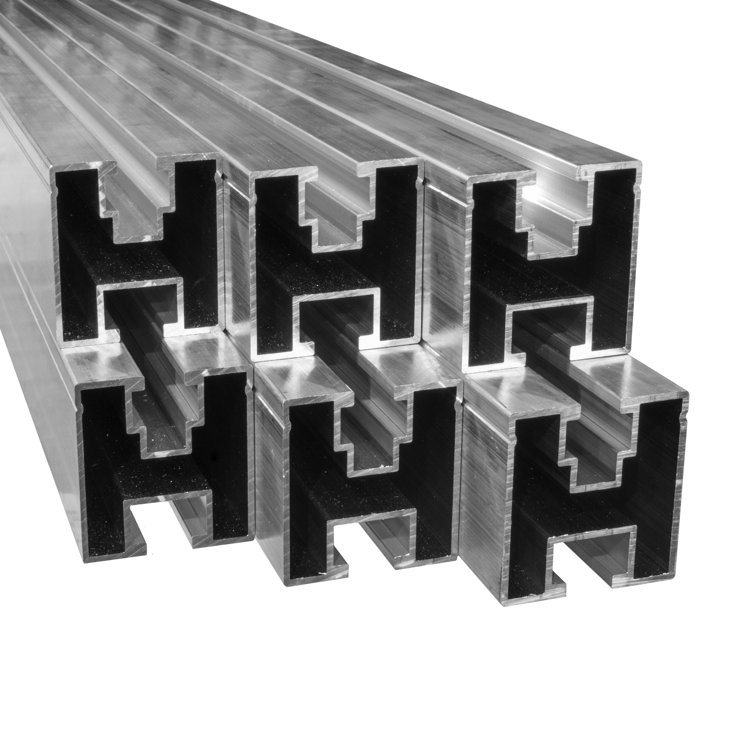 6x Alu Solarprofile 40x40 - 2,45m - Nut 8/10 - Typ-S, PV-Profile - Photovoltaik Solarprofile - 6x 40x40 - 2,54m - silber Profile - ohne MwSt. - TKS-40 - PV-Profile - Zubehör - Befestigungssystem