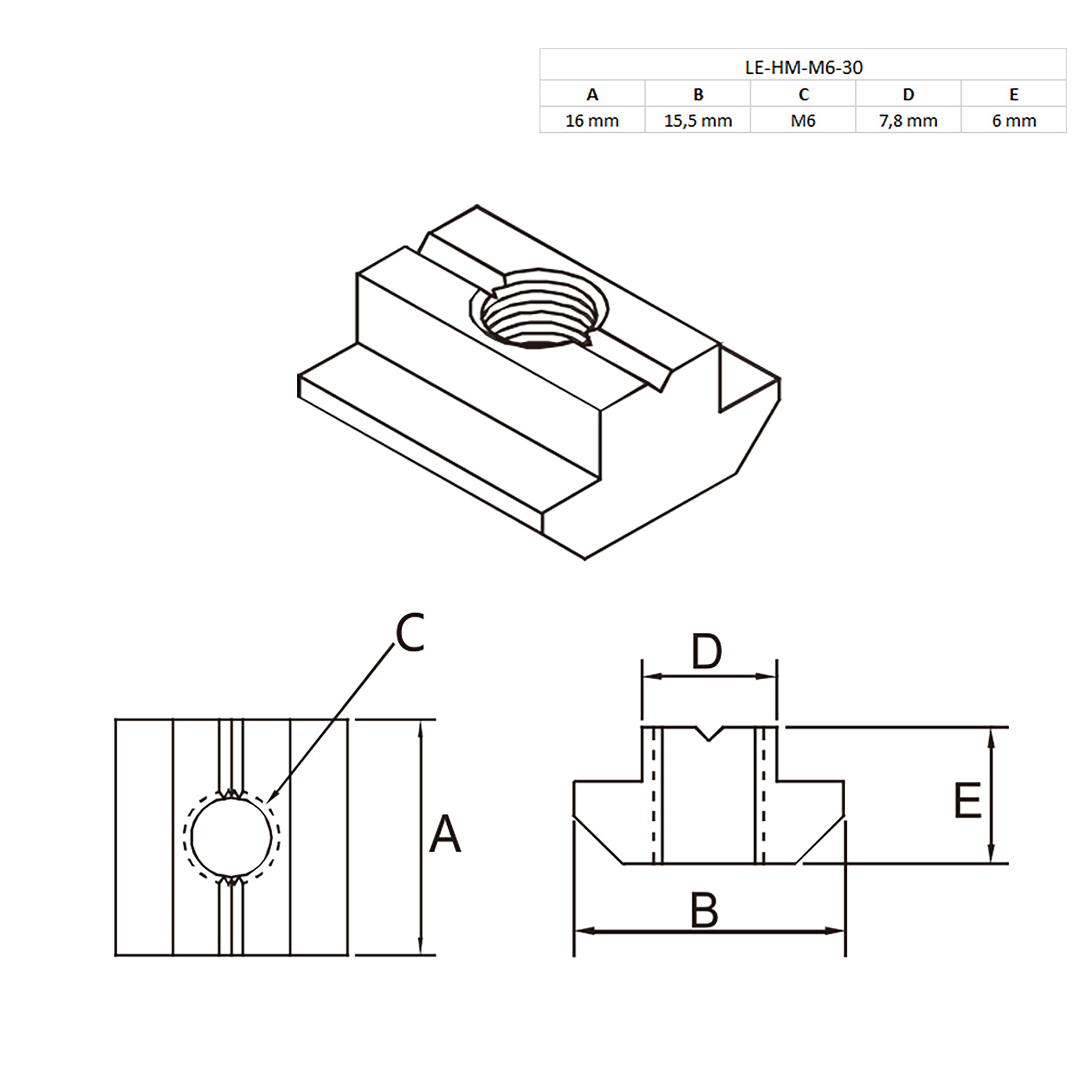 Edelstahl Nutenstein schwer Gleitmutter M6 Nut 8 für Aluprofil 30-er - 100 Stück Edelstahl Nutenstein schwer Gleitmutter M6 Nut 8 für Aluprofil 30-er - 100 Stück