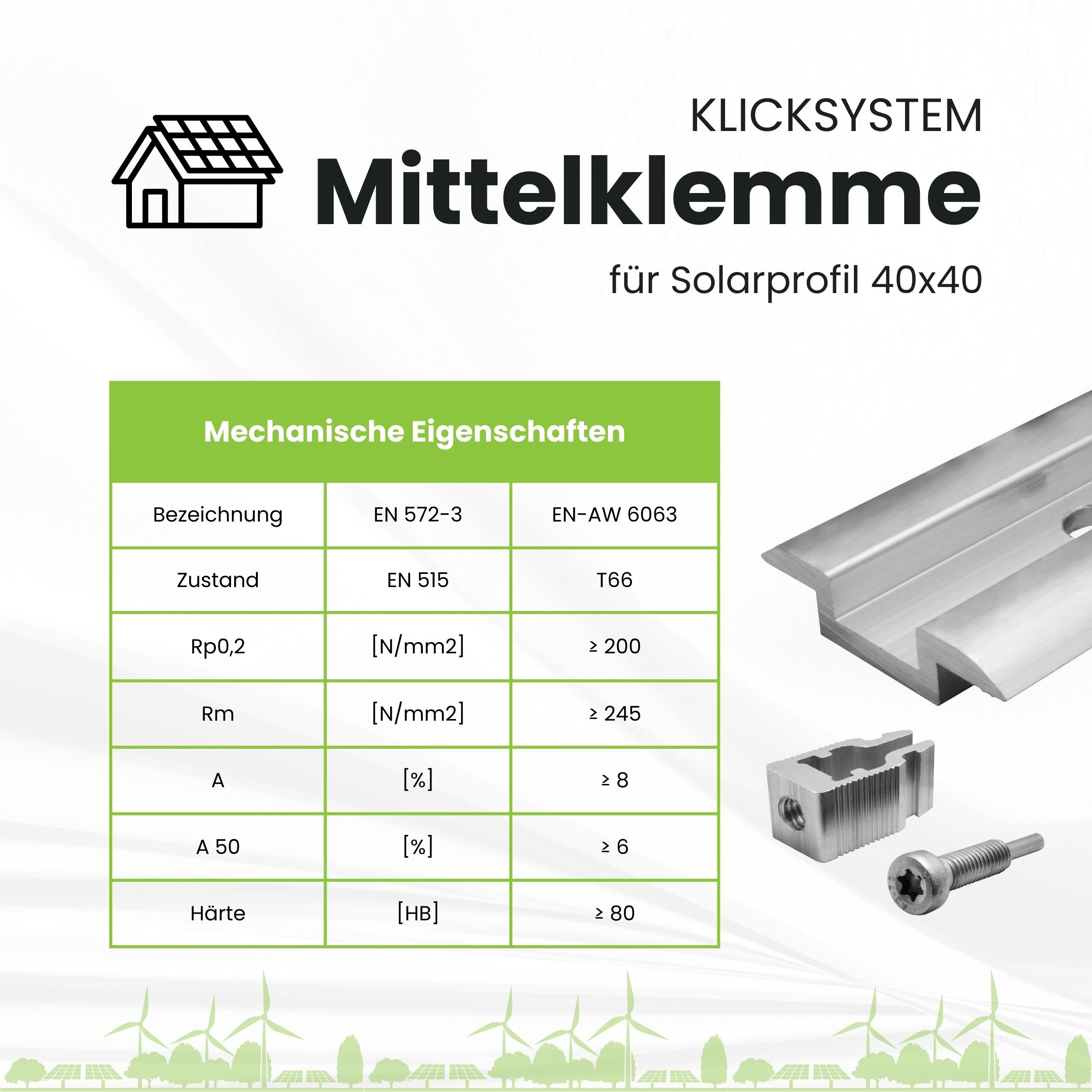 Solarprofile - 1x Mittelklemme silber - inkl. MwSt. - TKS-30 - PV-Profile - Zubehör - Befestigungssystem Solarprofile - 1x Mittelklemme silber - ohne MwSt. - TKSK-30 - PV-Profile - für Kreuzklemme - Zubehör