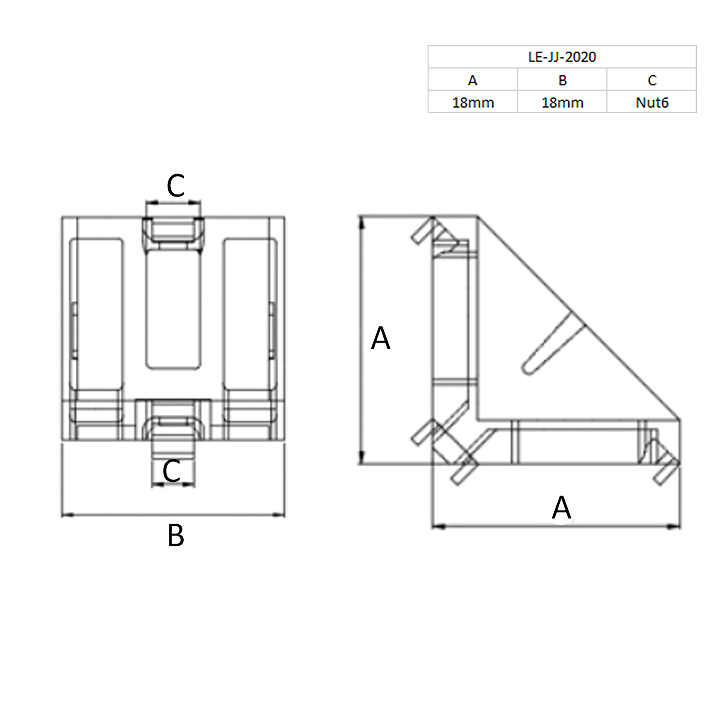 Befestigungswinkel ink. Schrauben und Nutensteine Nut 6 für Aluprofil 20-er 10 Stück