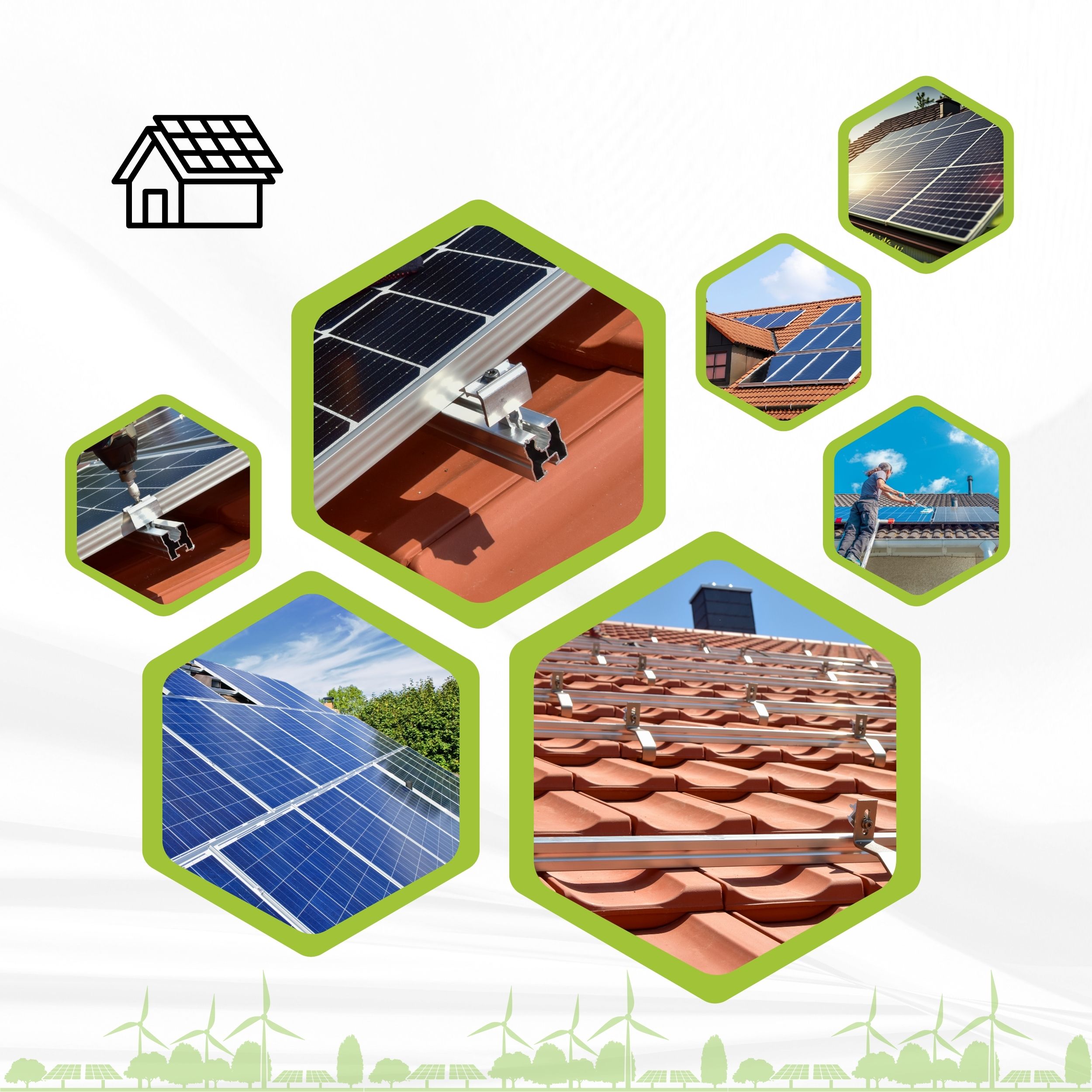 Solarprofile - 6x 40x40 - 2,45m - silber Profile - ohne MwSt. - TKSK-30 - PV-Profile - für Kreuzklemme - Zubehör