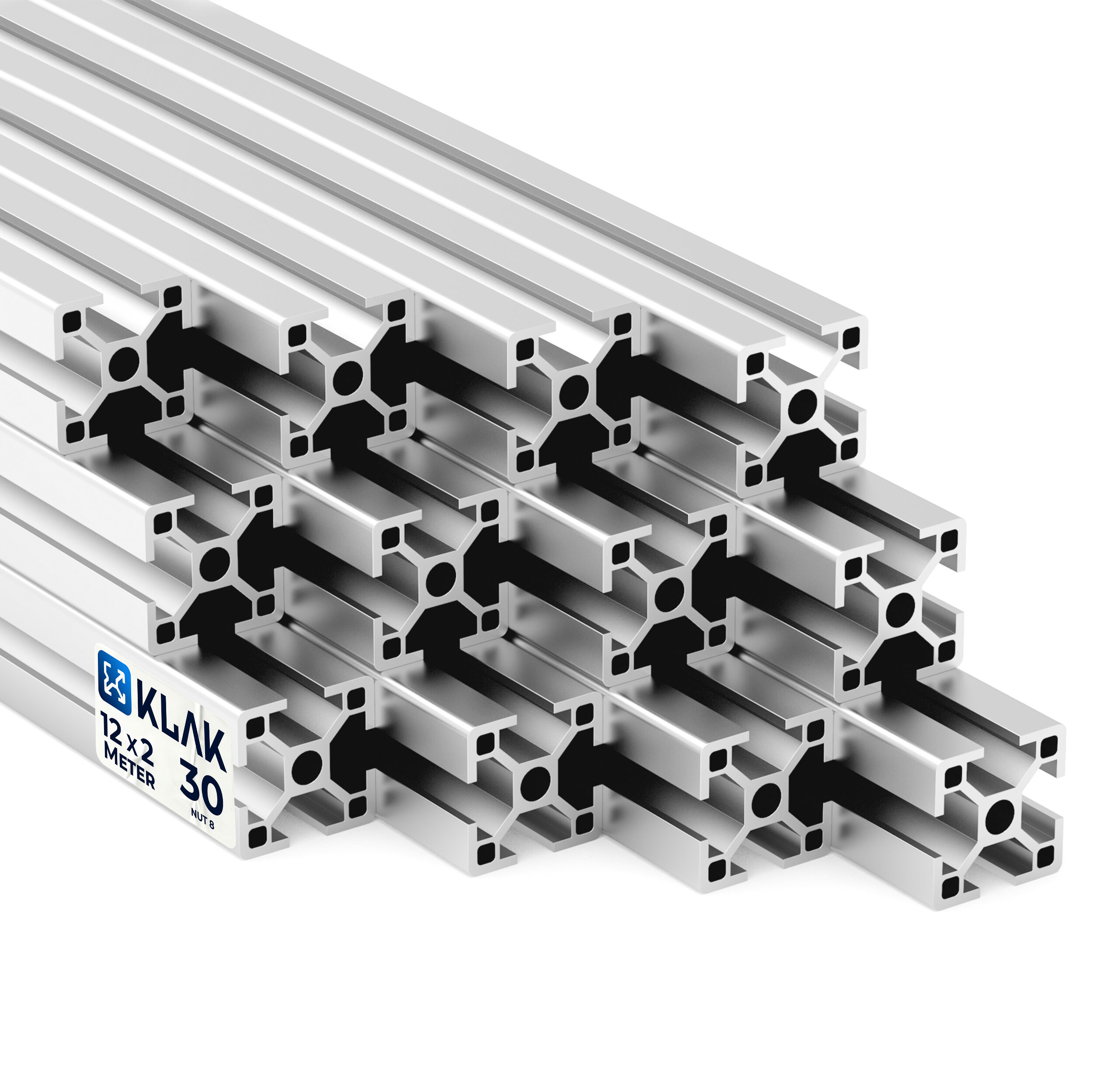 Alu Profil 12 Stück 30x30mm 2m System-, Montage-, Konstruktionsprofil Nut 8 Alu Profil 12 Stück 30x30mm 2m System-, Montage-, Konstruktionsprofil Nut 8