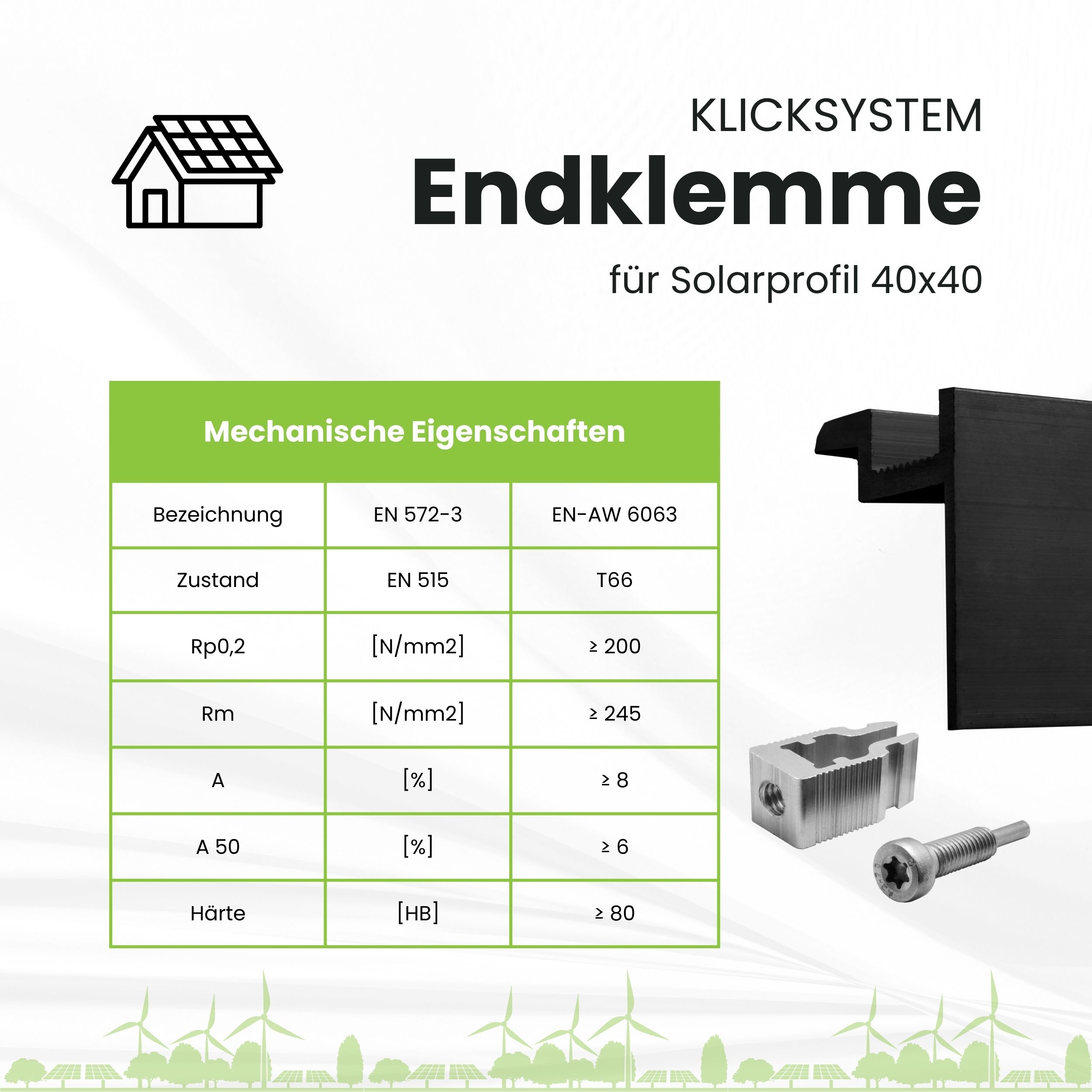 Solarprofile - 1x Endklemme schwarz - ohne MwSt. - TKSK-30 - PV-Profile - für Kreuzklemme - Zubehör