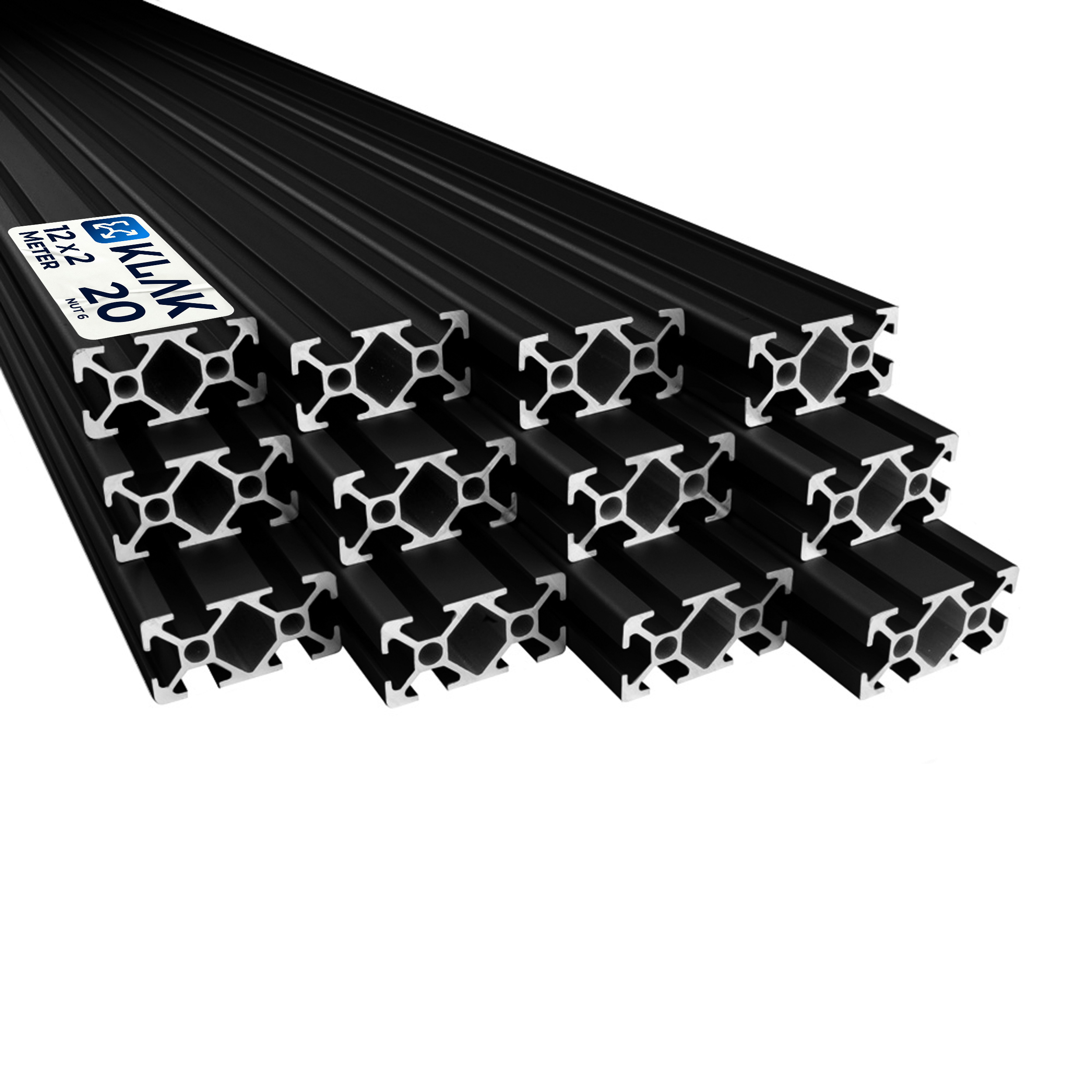 Alu Profil 12 Stück 20x40mm 2m System-, Montage-, Konstruktionsprofil Nut 6 schwarz Alu Profil 12 Stück 20x40mm 2m System-, Montage-, Konstruktionsprofil Nut 6 schwarz