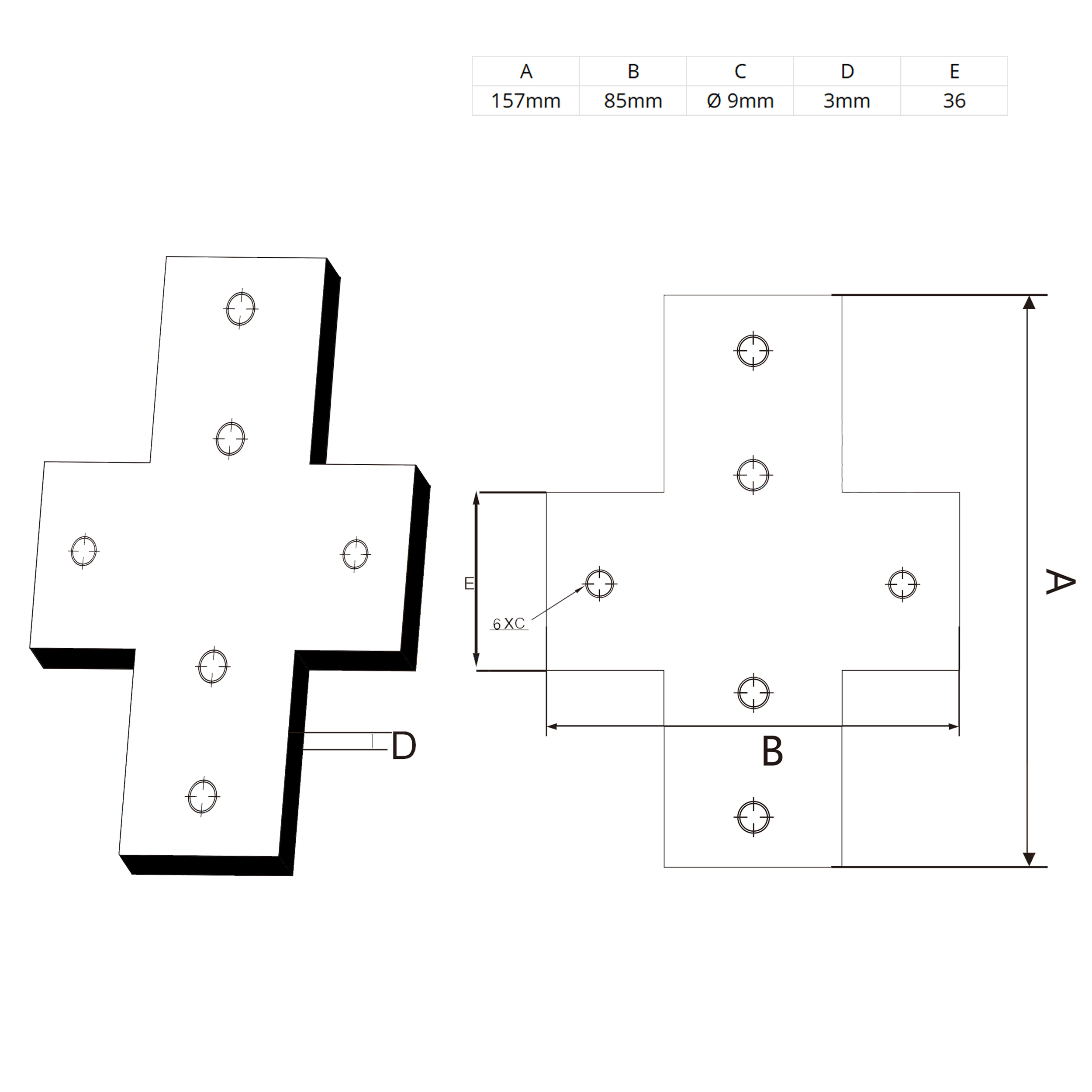 Verbinderplatte - X - 157x85mm Aussen Kreuz Flachverbinder 40x40 Aluprofil - 4 Stück inkl. Verschraubung