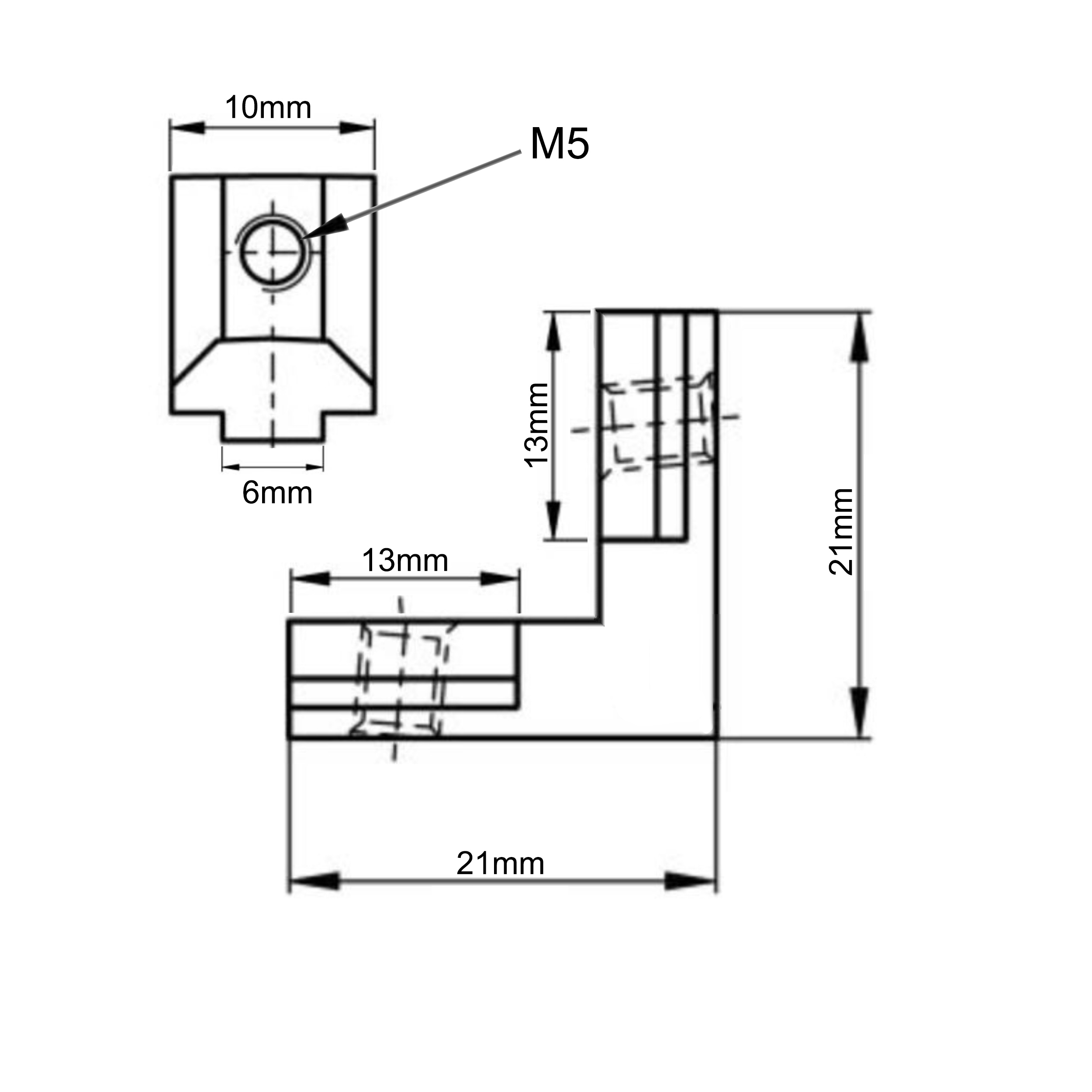 Innenwinkel M5 Nut 6 Profilverbinder für Aluprofil 20-er Innenwinkel M5 Nut 6 Profilverbinder für Aluprofil 20-er 1 Stück