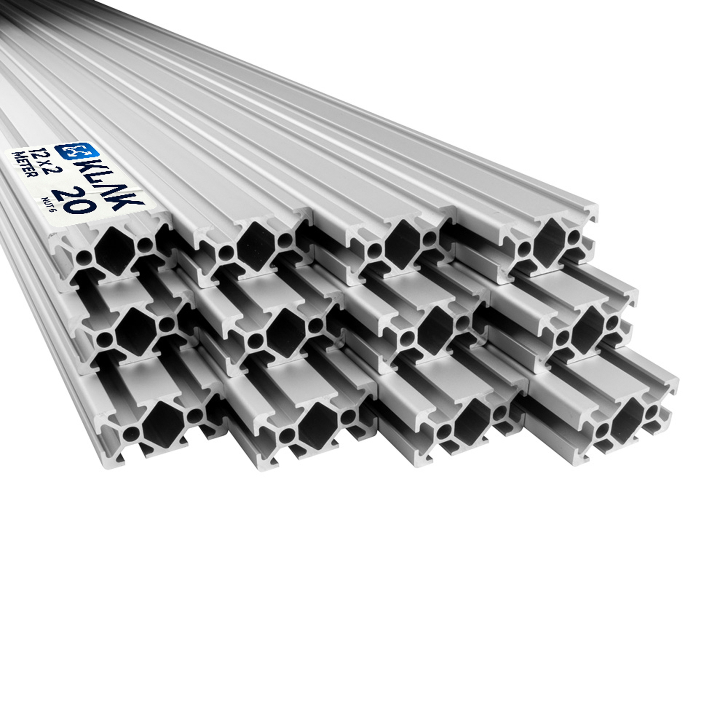 Alu Profil 12 Stück 20x40mm 2m System-, Montage-, Konstruktionsprofil Nut 6