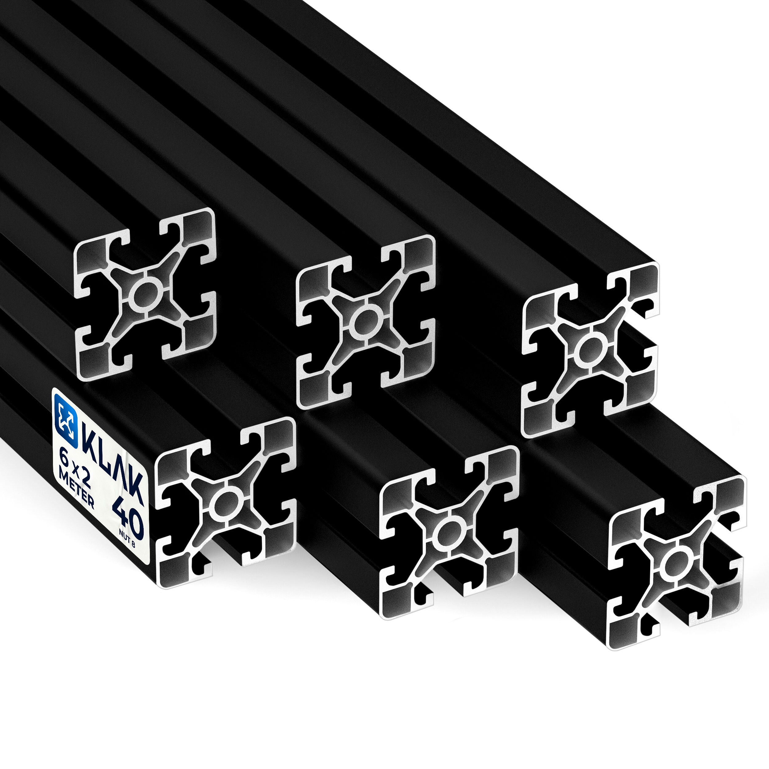 Alu Profil 6 Stück 40x40mm light 2m System-, Montage-, Konstruktionsprofil Nut 8 schwarz Alu Profil 6 Stück 40x40mm light 2m System-, Montage-, Konstruktionsprofil Nut 8 schwarz