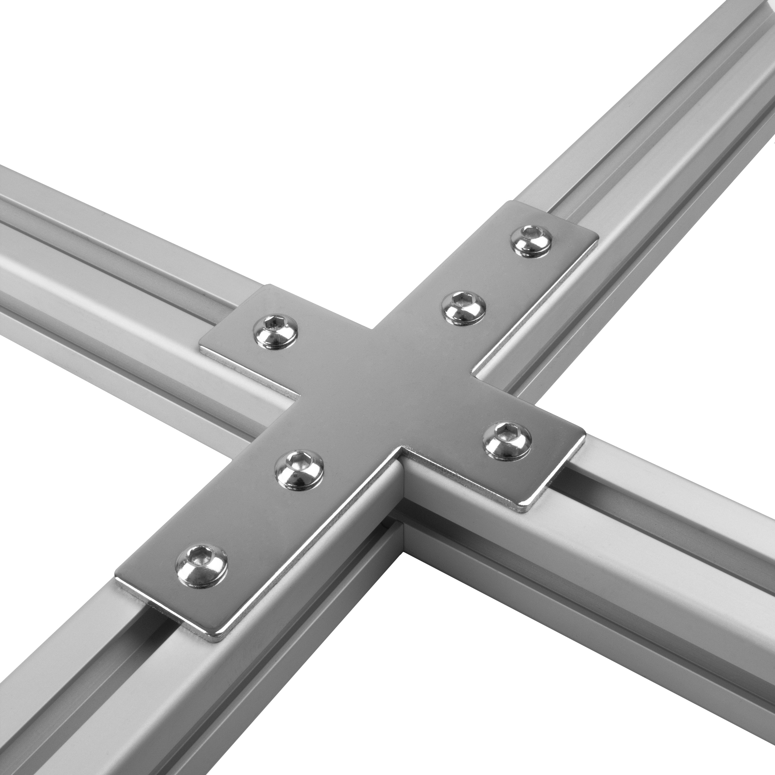 Verbinderplatte - X - 114x85mm Aussen Kreuz Flachverbinder 30x30 Aluprofil Verbinderplatte - X - 114x85mm Aussen Kreuz Flachverbinder 30x30 Aluprofil - 4 Stück inkl. Verschraubung