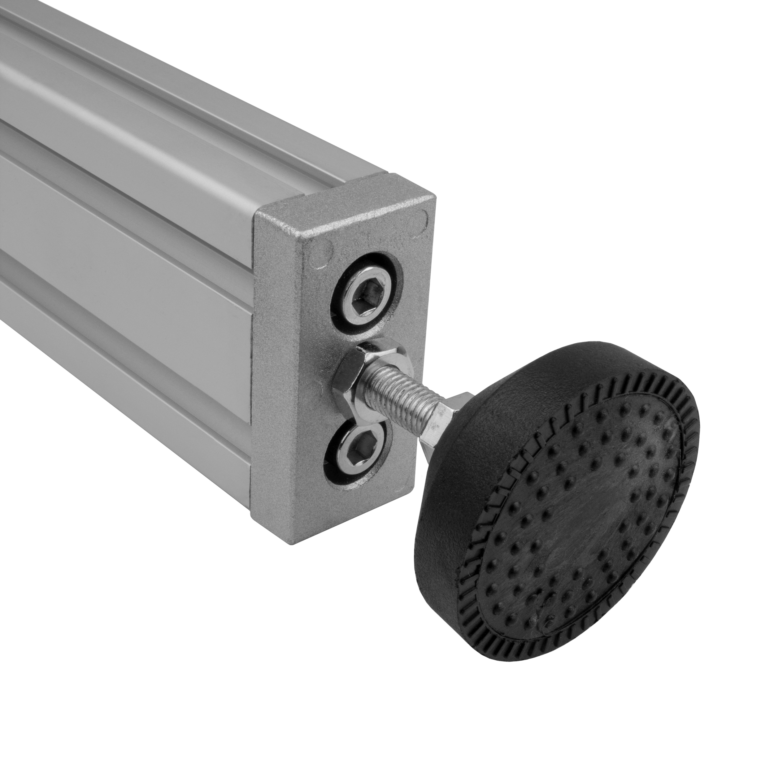 Adapter- & Fußplatte Aluprofil 3060, silbergrau – M8 ohne Stellfuß