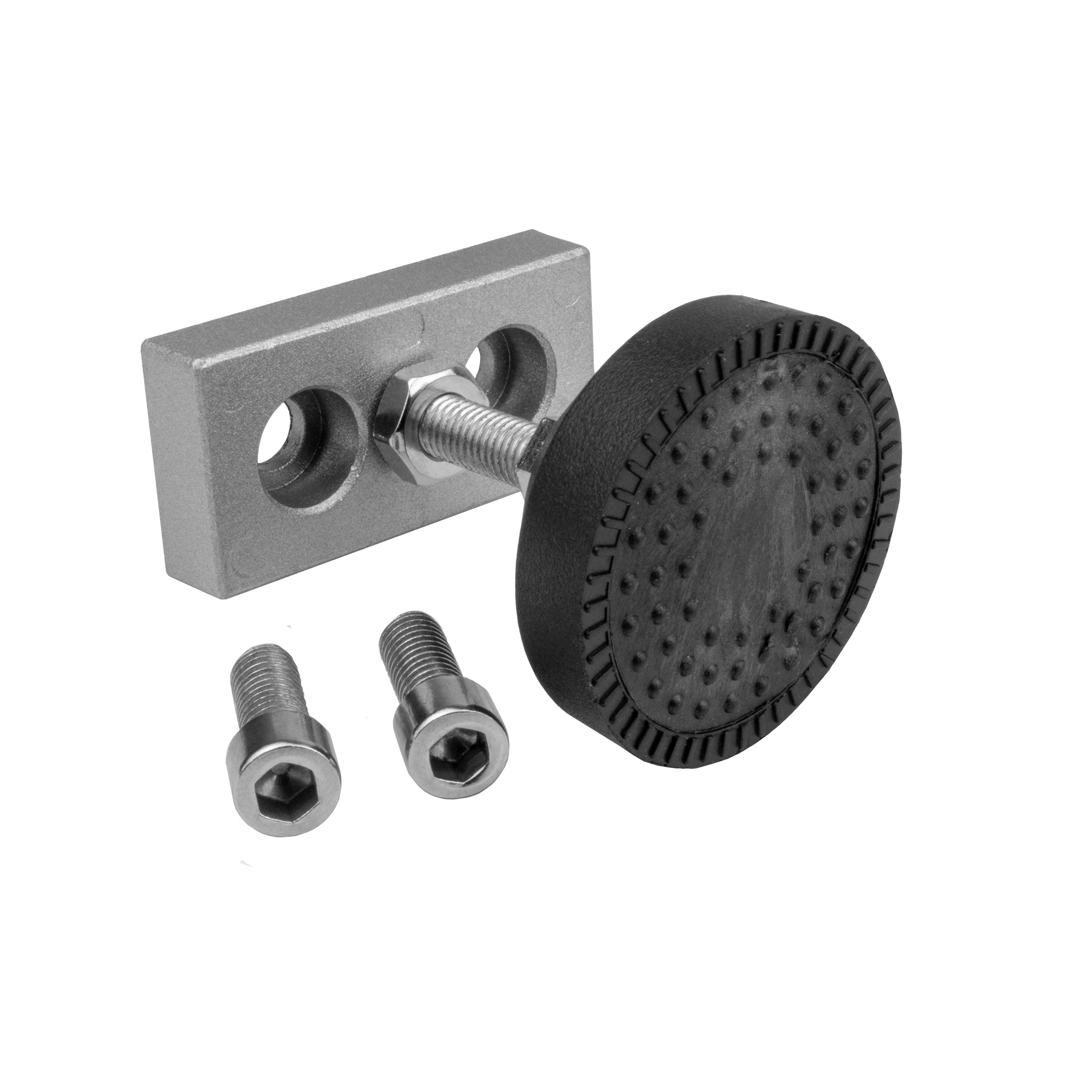 Adapter- & Fußplatte Aluprofil 3060, silbergrau – optional mit Stellfuß Adapter- & Fußplatte Aluprofil 3060, silbergrau – M8 mit Stellfuß