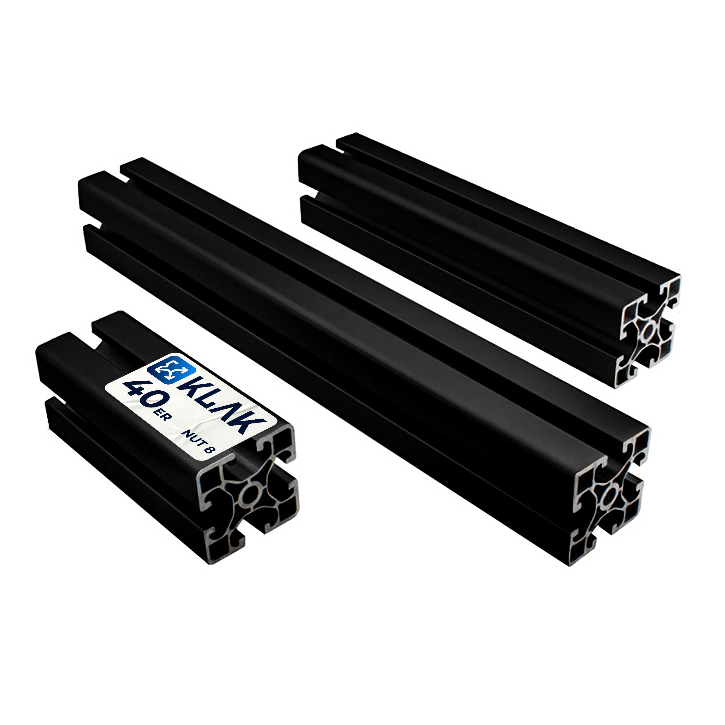 ALU Profil Aluprofil 40x40mm light Nut 8 Aluminium Systemprofil Typ I schwarz 2000mm