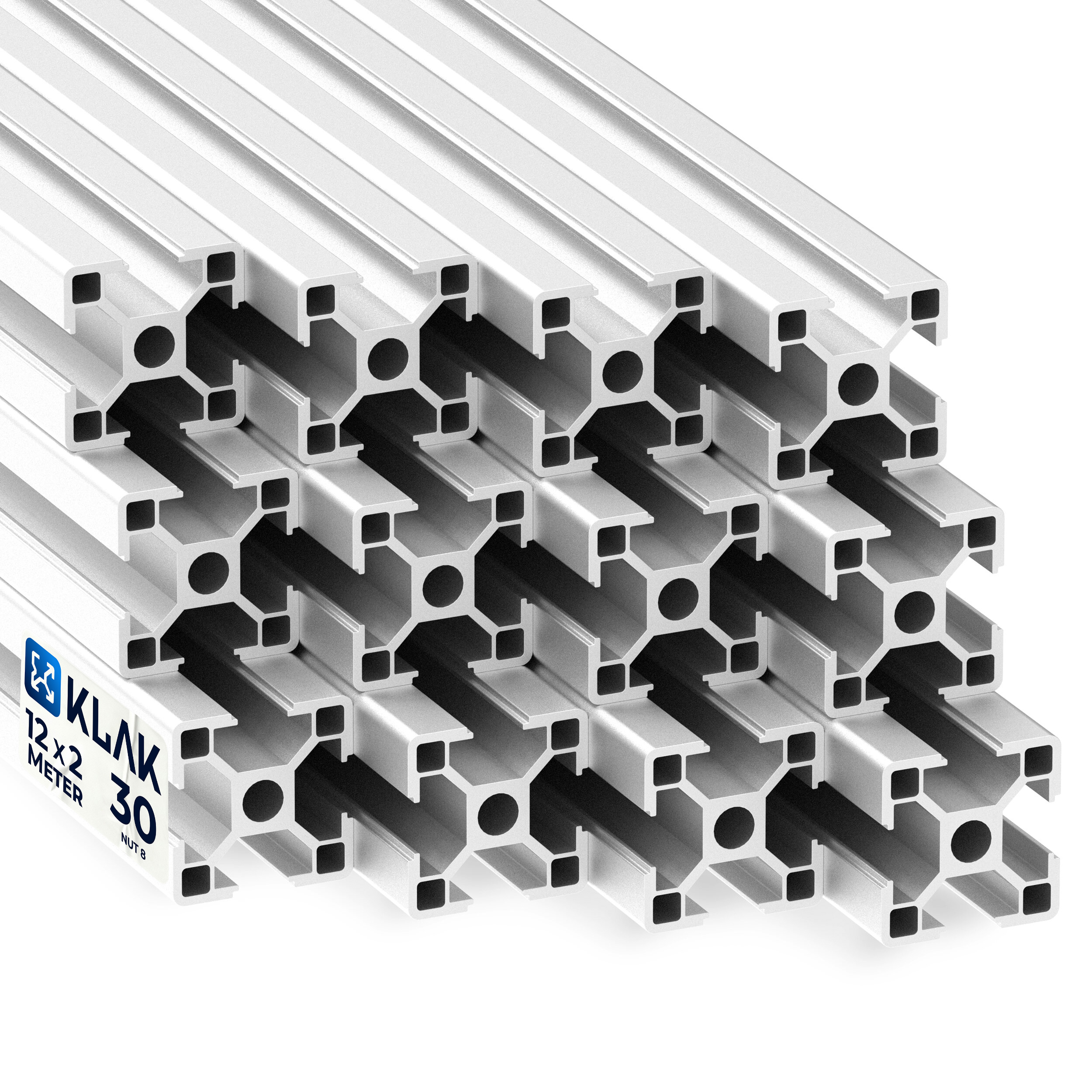 Alu Profil 12 Stück 30x30mm 2m System-, Montage-, Konstruktionsprofil Nut 8 Alu Profil 12 Stück 30x30mm 2m System-, Montage-, Konstruktionsprofil Nut 8
