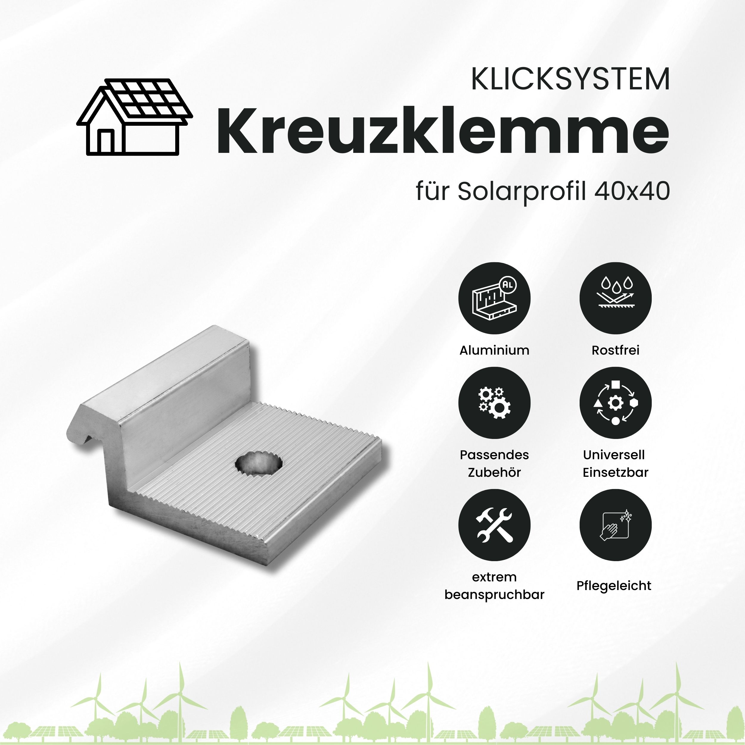Solarprofile - 1x Kreuzklemme silber - ohne MwSt. - TKSK-30 - PV-Profile - für Kreuzklemme - Zubehör