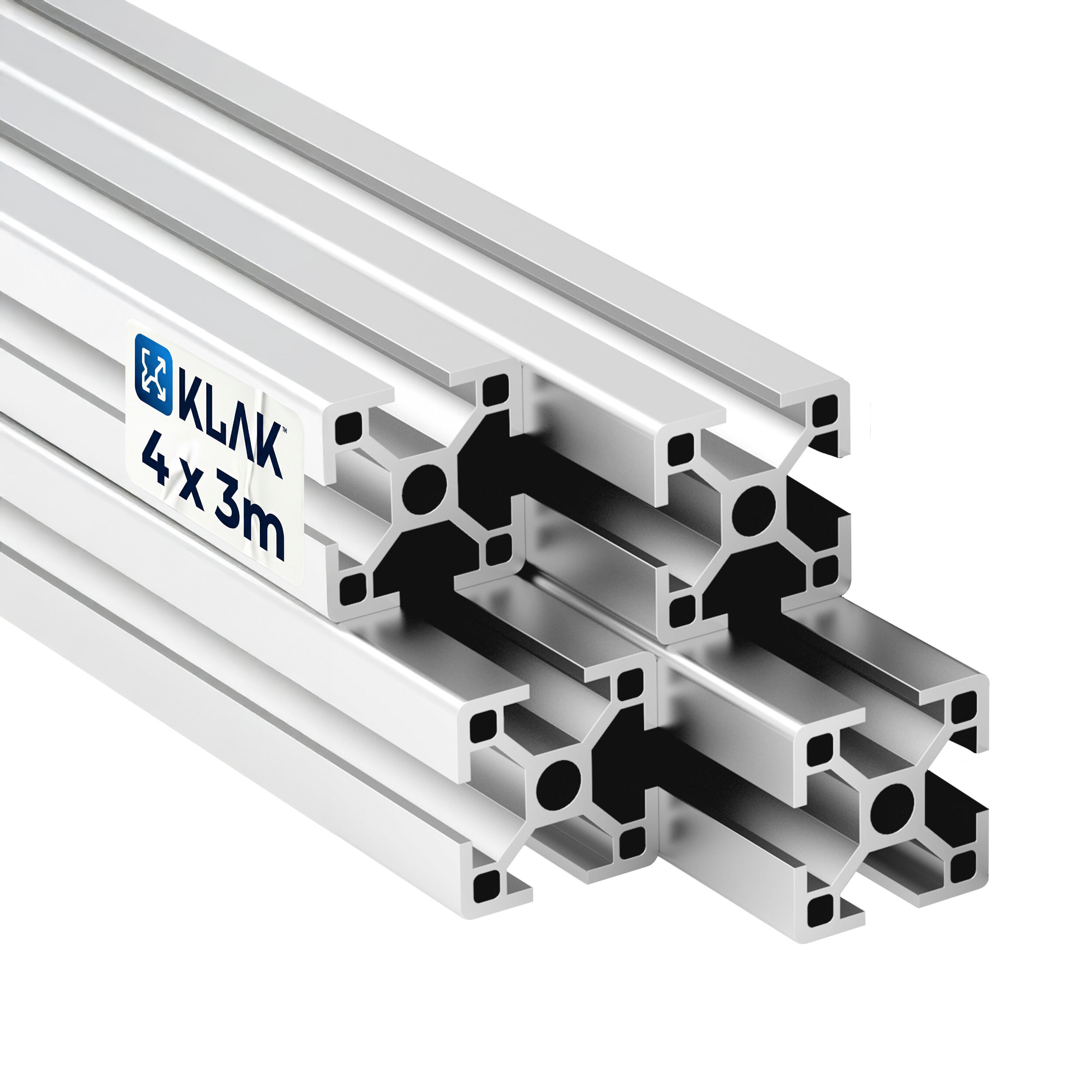 Alu Profil 4 Stück 30x30mm 3m System-, Montage-, Konstruktionsprofil Nut 8 KLAK - Aluprofil 3m System-, Montage-, Konstruktionsprofil Nut 8