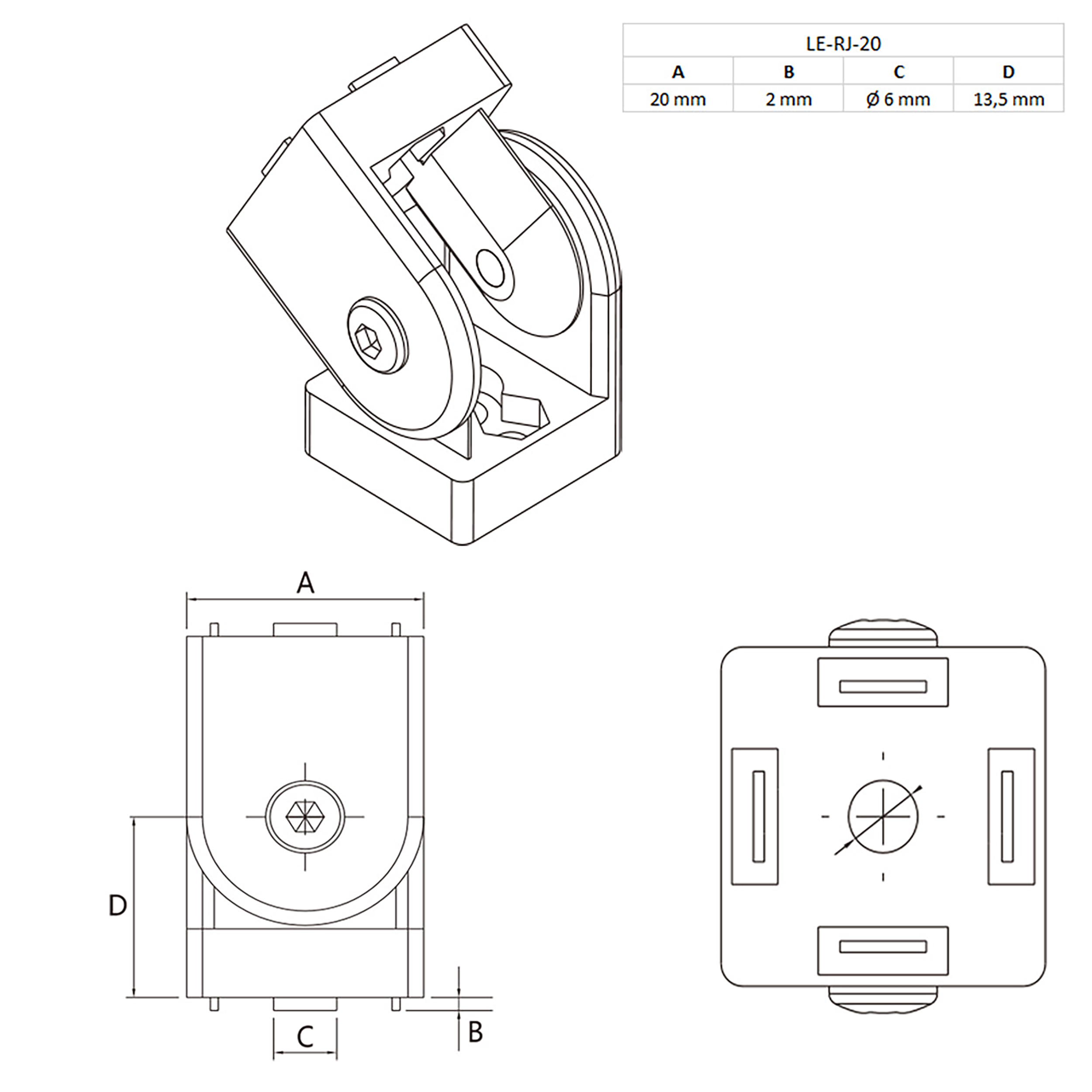 Gelenkverbinder Gelenk mit Klemmhebel Nut 6 für Aluprofil 20-er - 1 Stück Gelenkverbinder Gelenk mit Klemmhebel Nut 6 für Aluprofil 20-er - 4 Stück