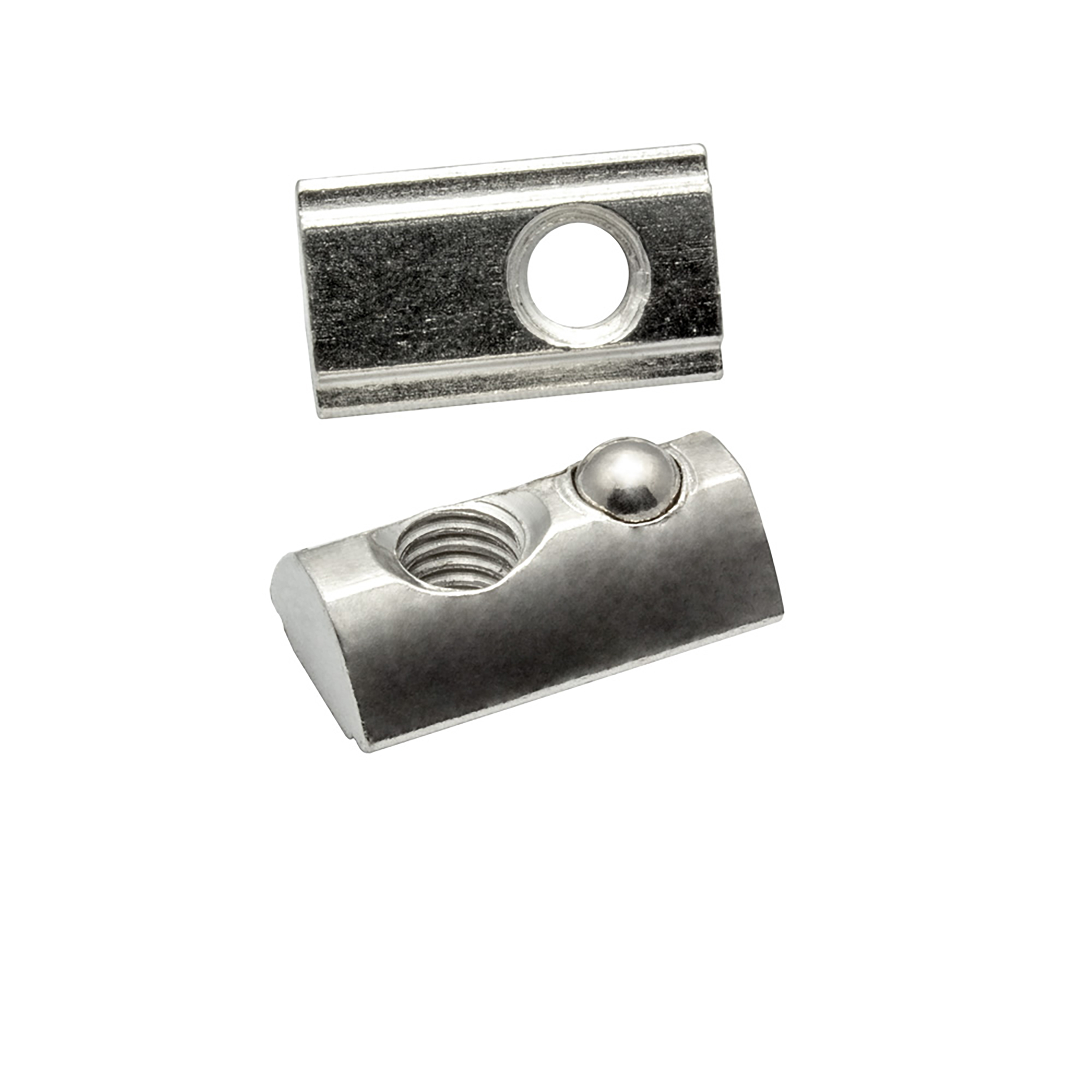 Edelstahl Nutenstein mit Federkugel und Steg M6 Nut 8 für Aluprofil 30-er - 10 Stück