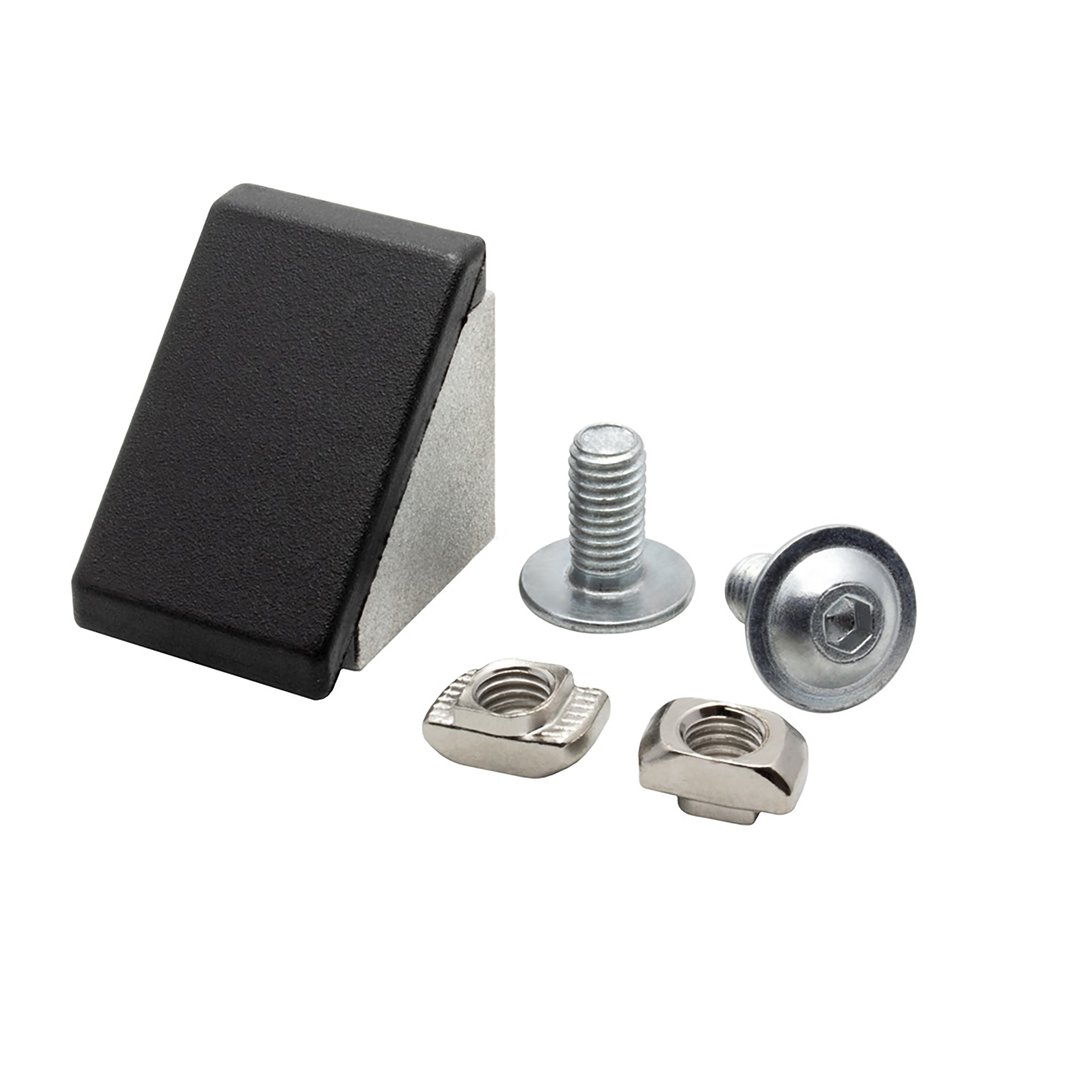 Befestigungswinkel ink. Schrauben und Nutensteine Nut 6 für Aluprofil 20-er 1 Stück + Abdeckkappe Befestigungswinkel ink. Schrauben und Nutensteine Nut 6 für Aluprofil 20-er 1 Stück + Abdeckkappe