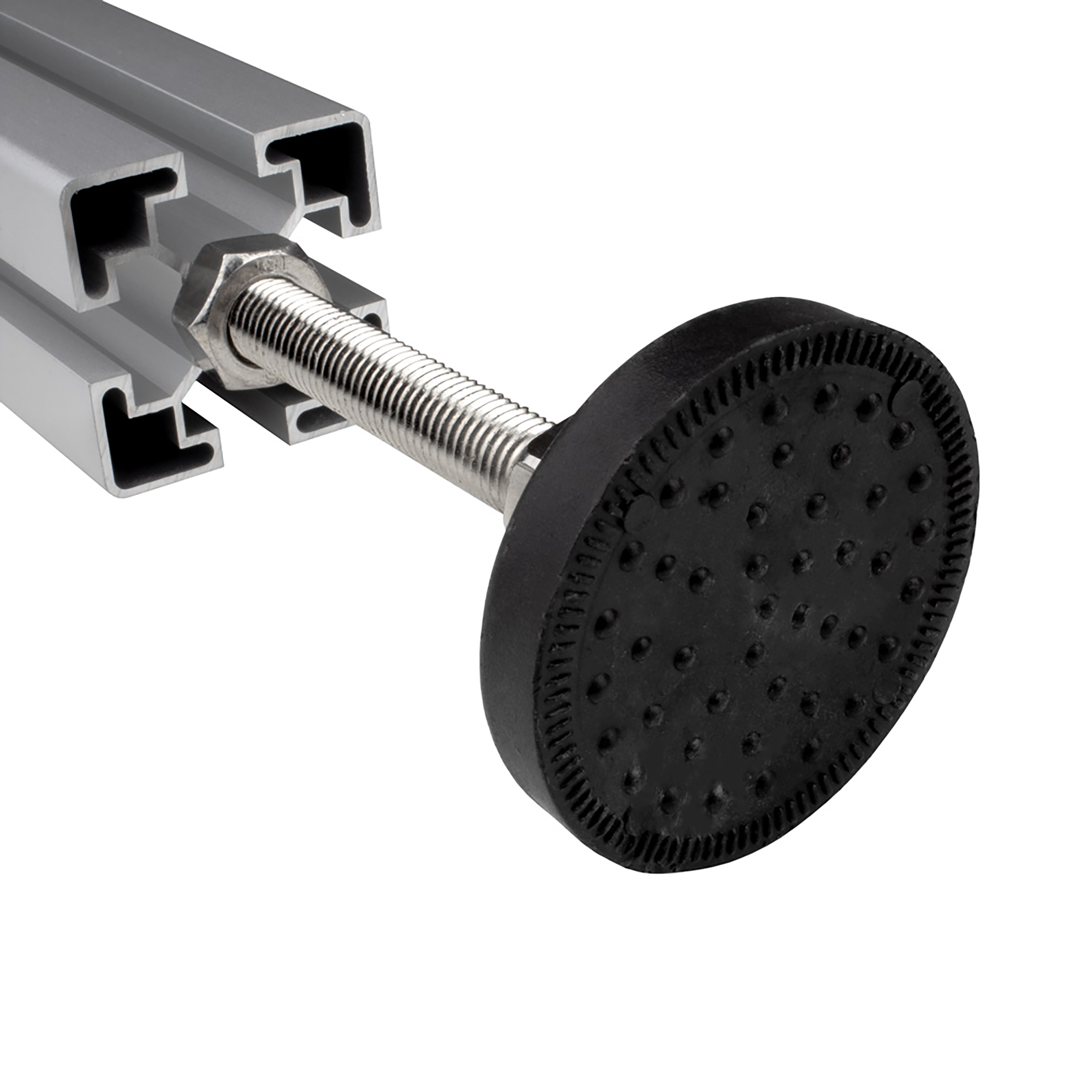 Gelenkfuss Standfuss M12x100mm Teller 60mm für Aluprofil 45-er - 1 Stück Gelenkfuss Standfuss M12x100mm Teller 60mm für Aluprofil 45-er - 1 Stück