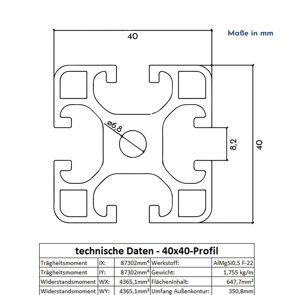 Alu Profil 6 Stück 40x40mm 2m System-, Montage-, Konstruktionsprofil Nut 8 KLAK 40 - Aluprofil 4 Stück 40x40mm 3m System-, Montage-, Konstruktionsprofil Nut 8 schwarz