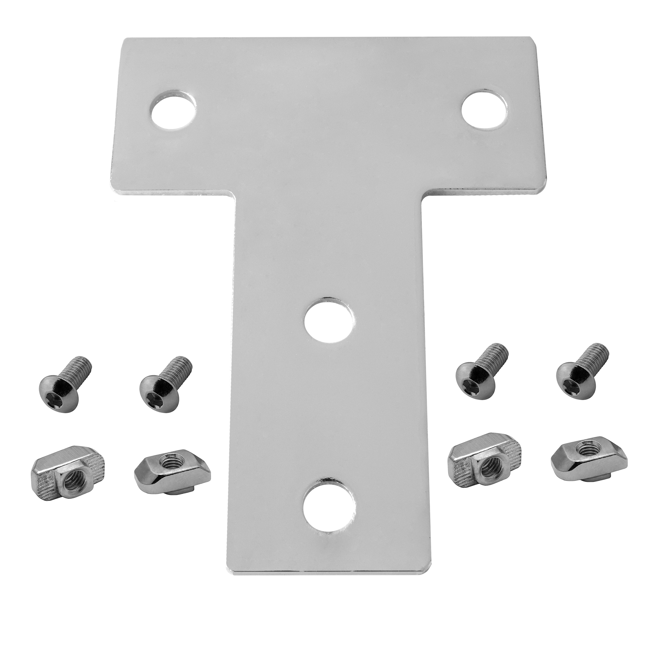 Verbinderplatte - T - 100x120mm Aussen Flachverbinder 40x40 Aluprofil - 4 Stück inkl. Verschraubung