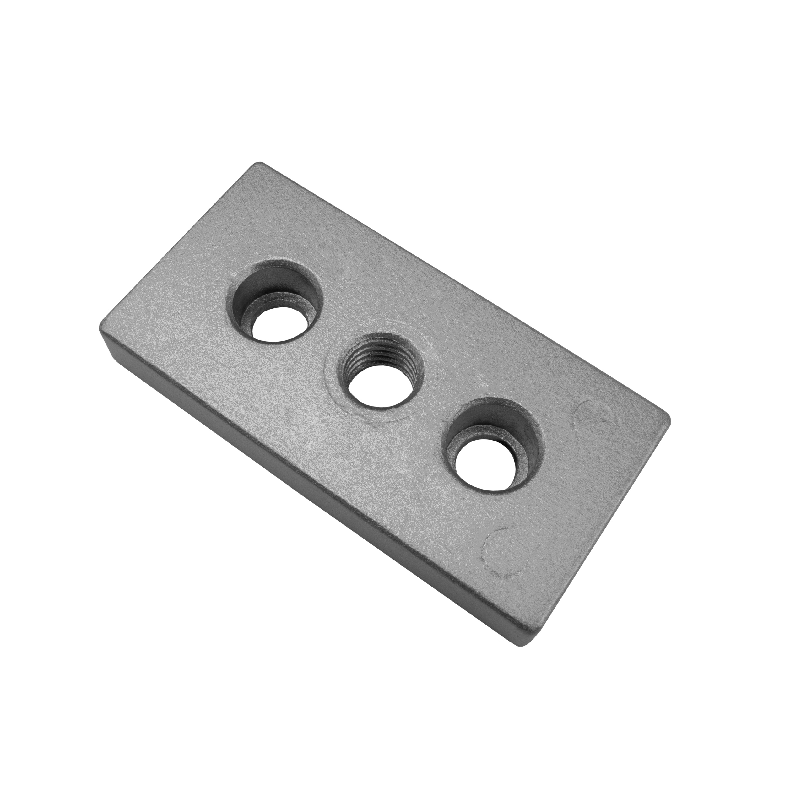 Adapter- & Fußplatte Aluprofil 4080, silbergrau – M12 ohne Stellfuß