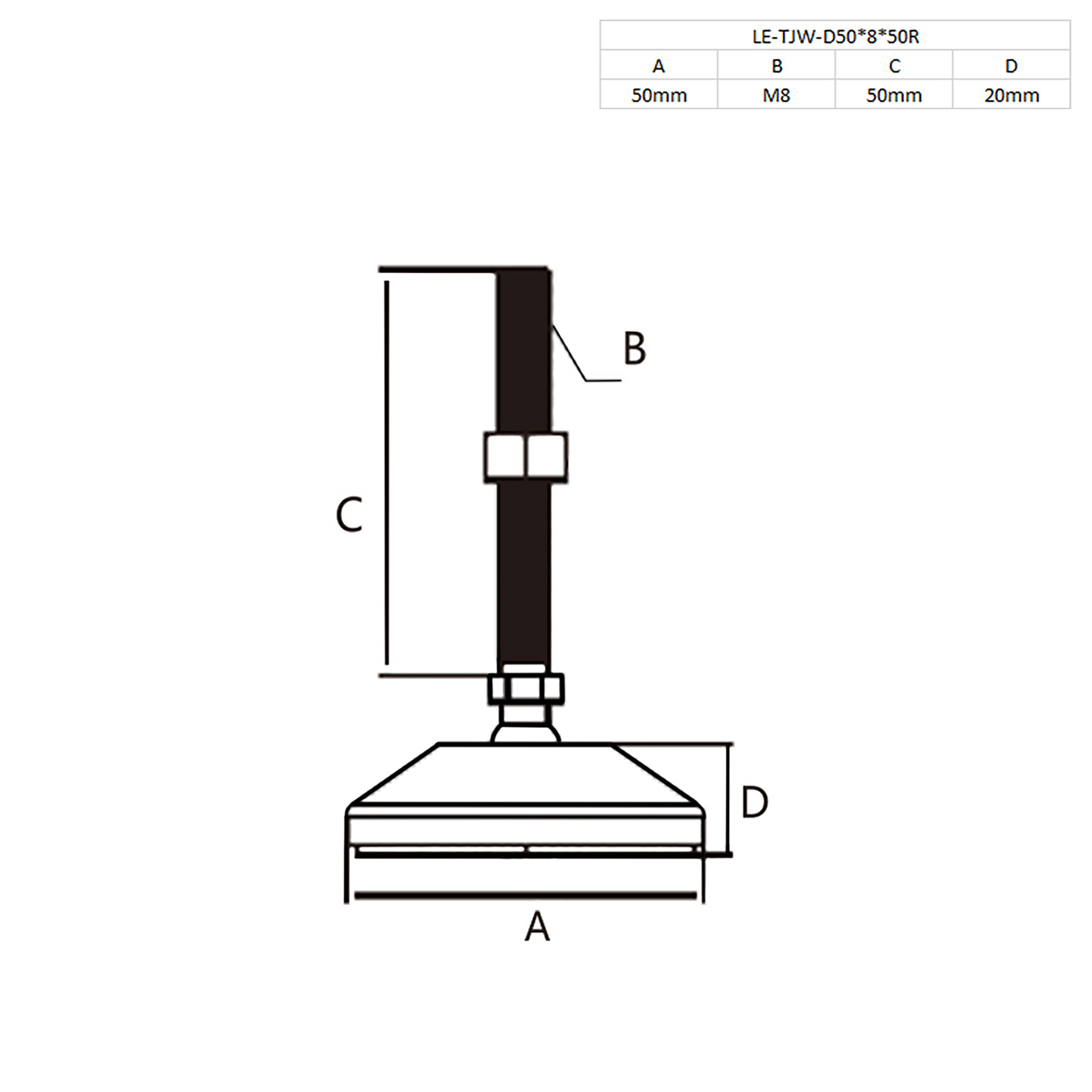Adapter- & Fußplatte Aluprofil 3060, silbergrau – optional mit Stellfuß Adapter- & Fußplatte Aluprofil 4080, silbergrau – M8 mit Stellfuß