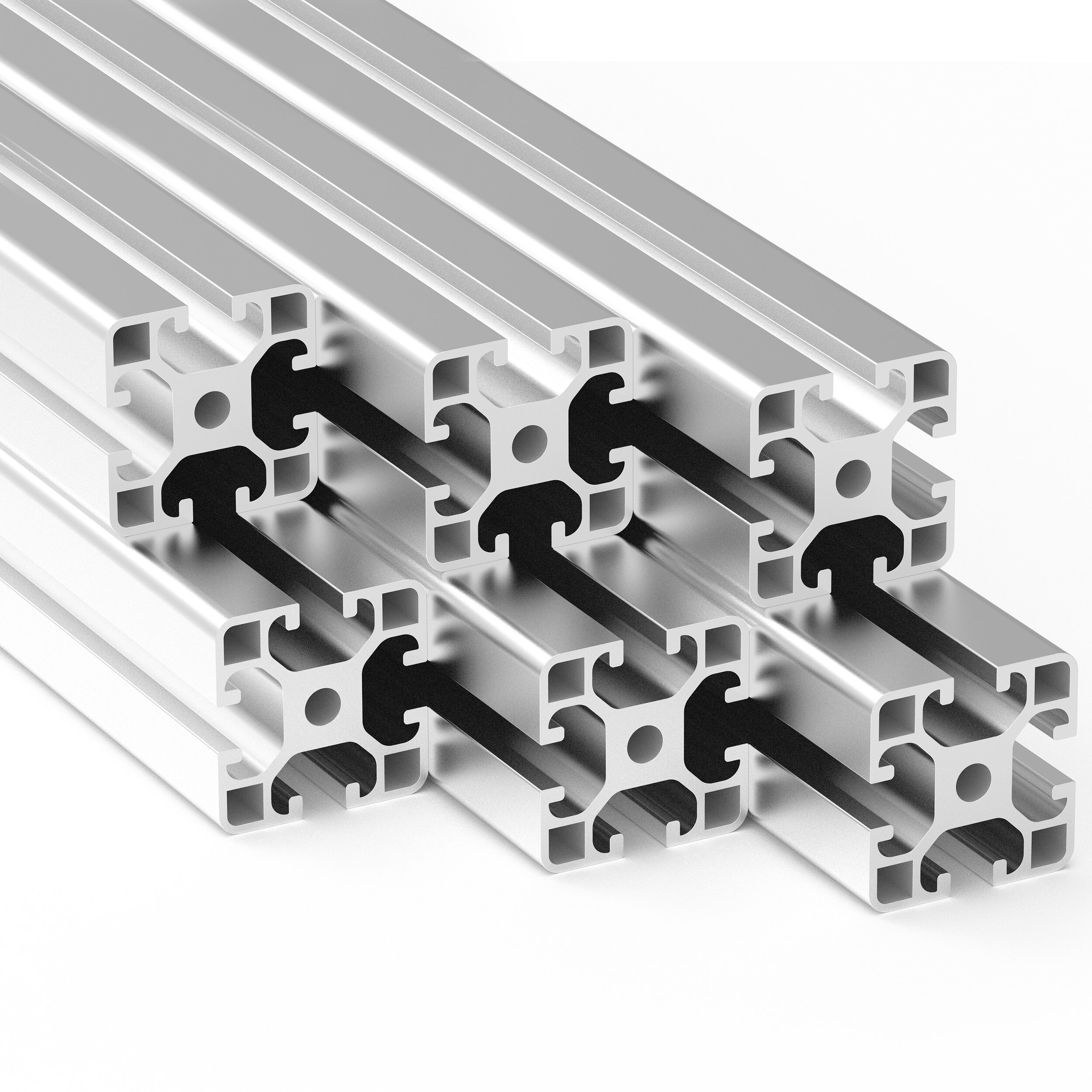 Alu Profil 6 Stück 40x40mm 2m System-, Montage-, Konstruktionsprofil Nut 8