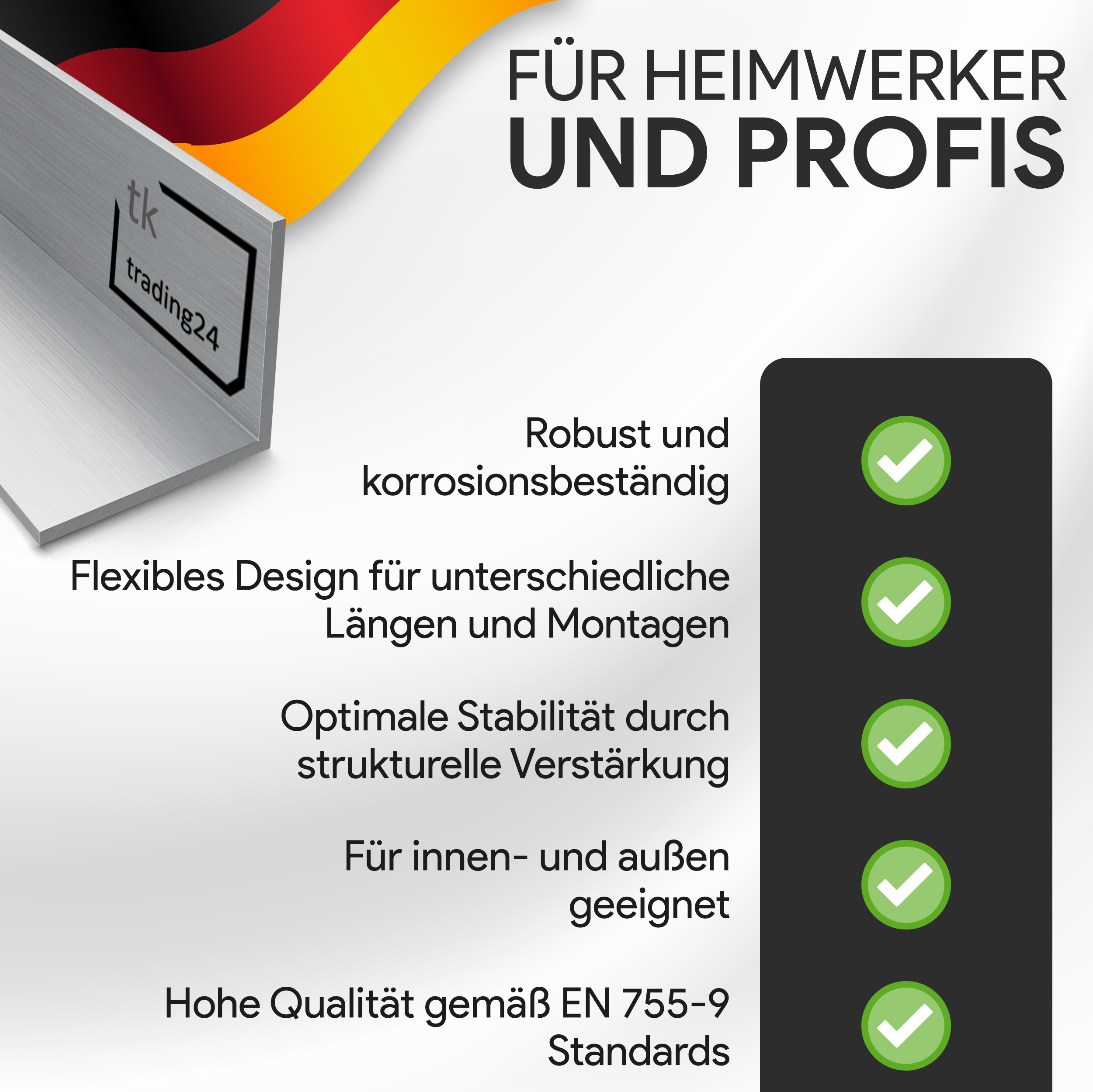 Winkelprofil aus Aluminium - gleichschenklig und ungleichschenklig - EN AW-6060 Winkelprofil aus Aluminium - 50 x 50 x 5 mm - 2 Meter - gleichschenklig - EN AW-6060
