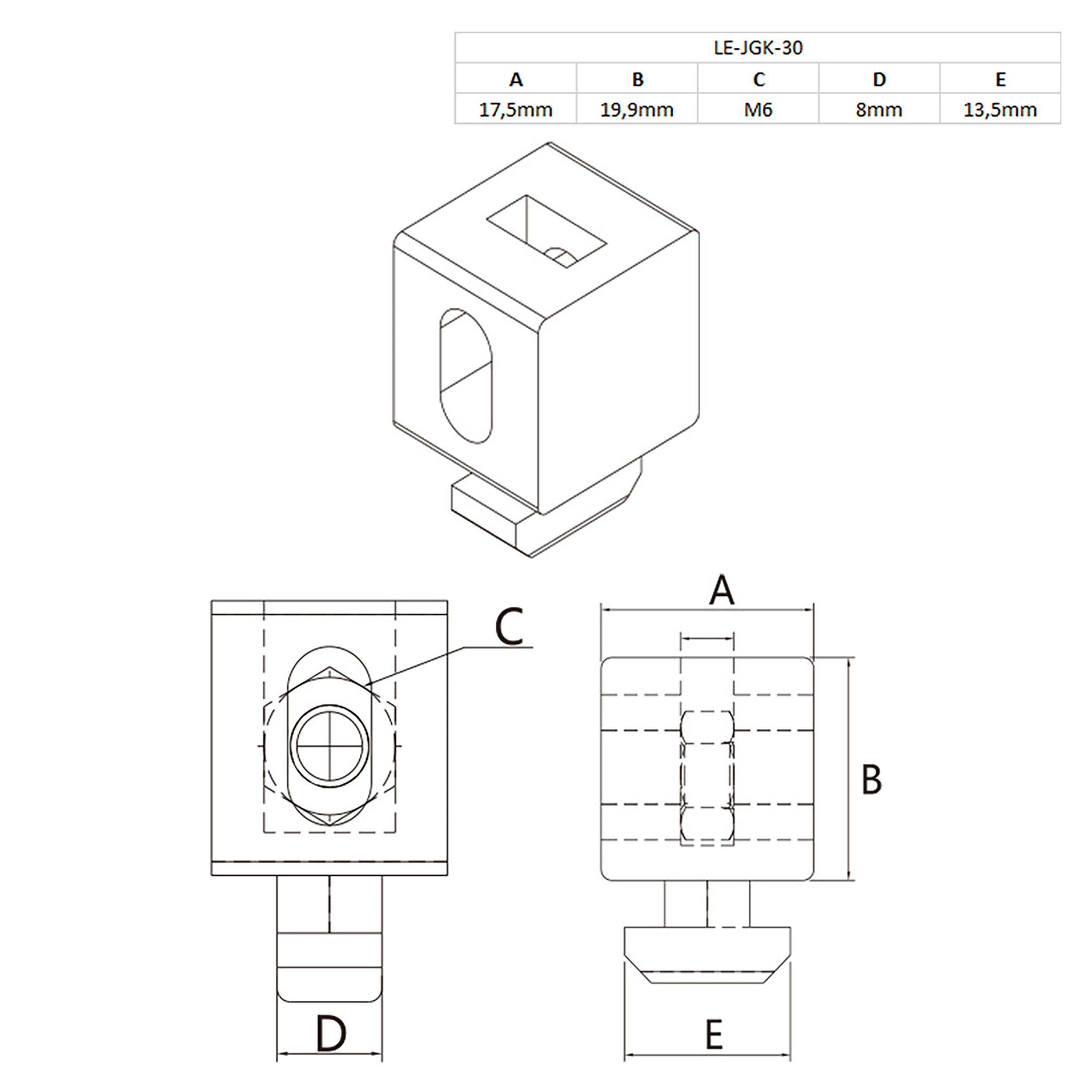 Verbindungsblock Uniblock Nut 8 Kunststoff M6 für Aluprofil 30-er 1 Stück Verbindungsblock Uniblock Nut 8 Kunststoff M6 für Aluprofil 30-er 1 Stück