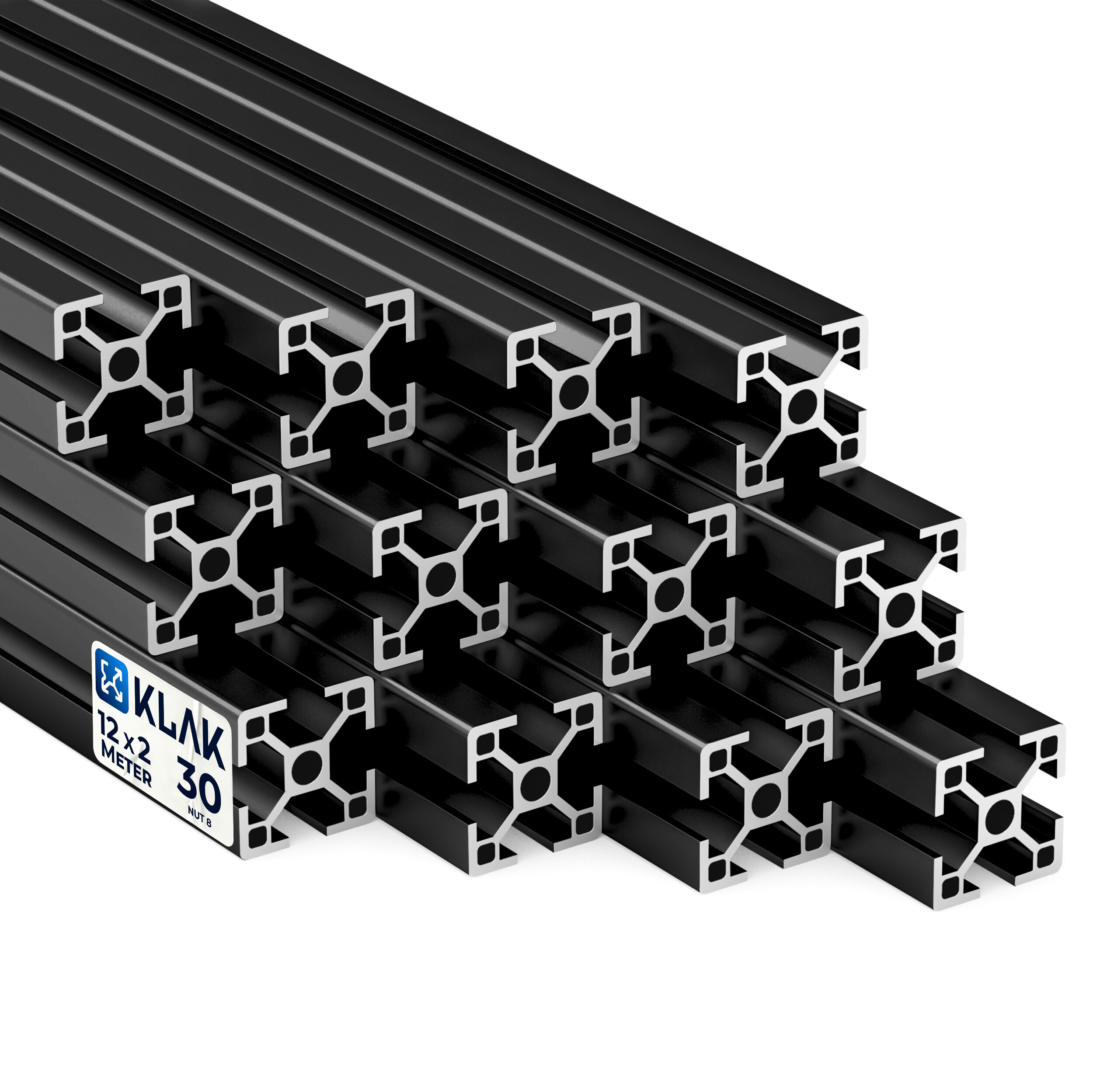 Alu Profil 12 Stück 30x30mm 2m System-, Montage-, Konstruktionsprofil Nut 8 schwarz Alu Profil 12 Stück 30x30mm 2m System-, Montage-, Konstruktionsprofil Nut 8 schwarz