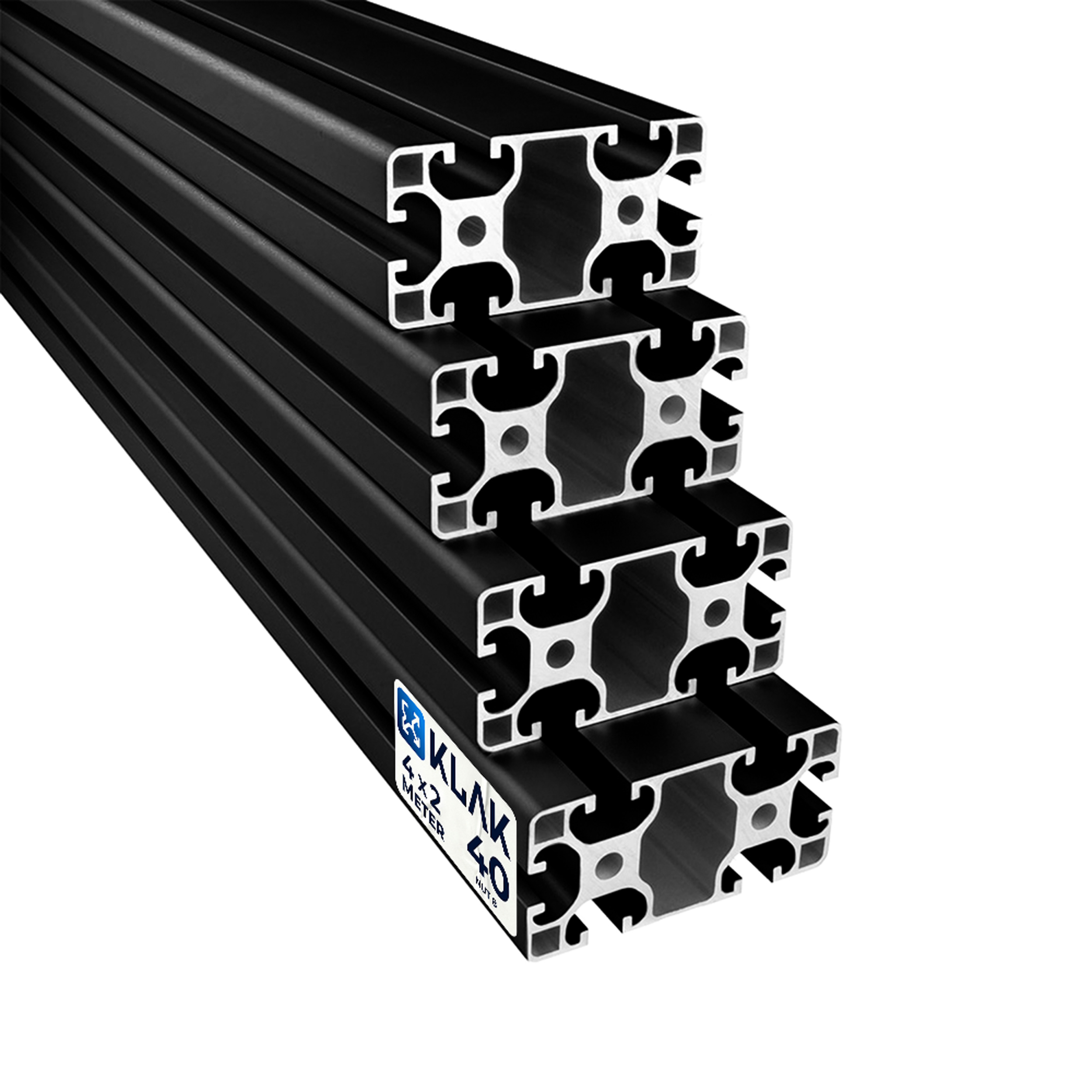 Alu Profil 4 Stück 40x80mm 2m System-, Montage-, Konstruktionsprofil Nut 8 schwarz