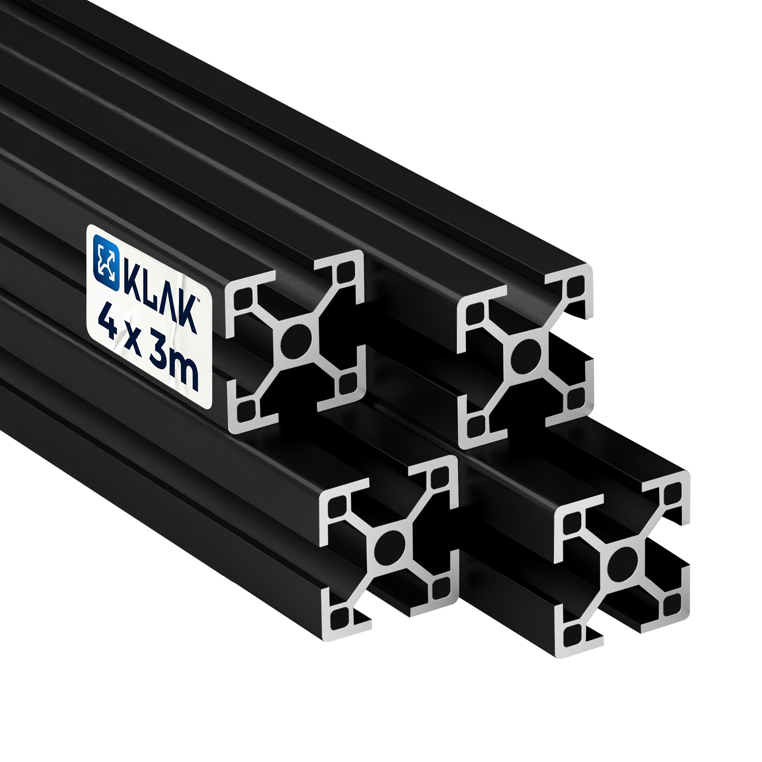 Alu Profil 4 Stück 30x30mm 3m System-, Montage-, Konstruktionsprofil Nut 8 schwarz KLAK 30 -Aluprofil 4 Stück 30x30mm 3m System-, Montage-, Konstruktionsprofil Nut 8 schwarz