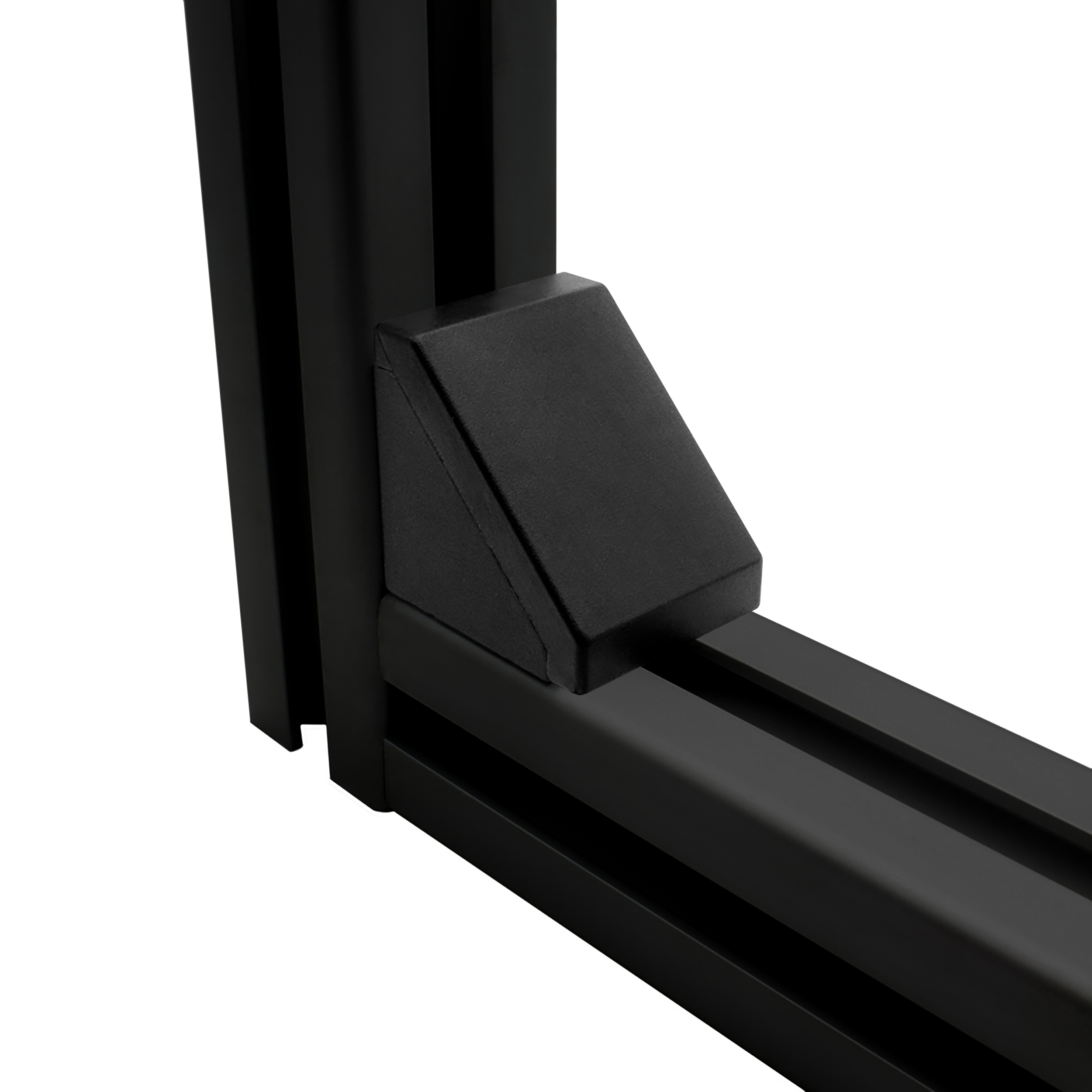 Befestigungswinkel ink. Schrauben und Nutensteine Nut 10 für Aluprofil 45-er schwarz 1 Stück + Abdeckkappe