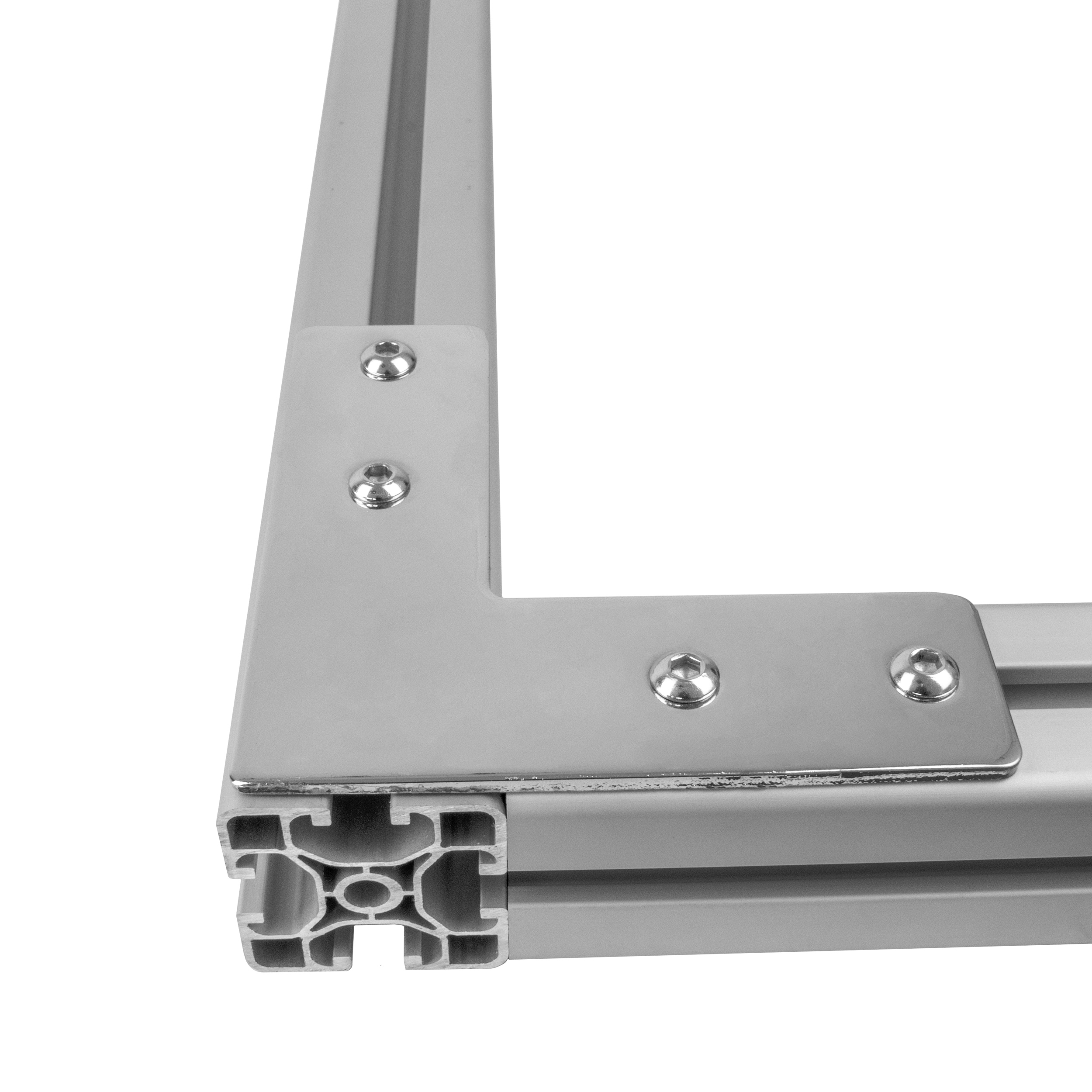 Verbinderplatte - L - 110x110mm Aussen L-Schnekel Flachverbinder 40x40 Aluprofil Verbinderplatte - L - 110x110mm Aussen L-Schnekel Flachverbinder 40x40 Aluprofil - 4 Stück inkl. Verschraubung
