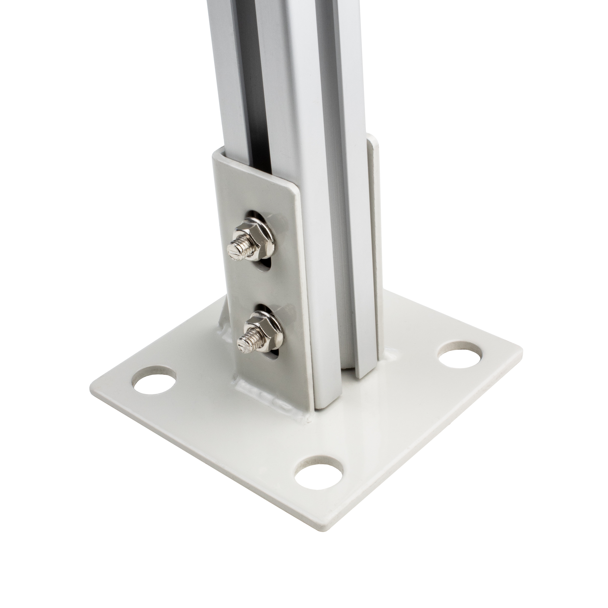 Pfostenkonsole Bodenmontage 30x30 Aluprofil inkl. Profil-Verschraubung Pfostenkonsole Bodenmontage 30x30 Aluprofil inkl. Profil-Verschraubung