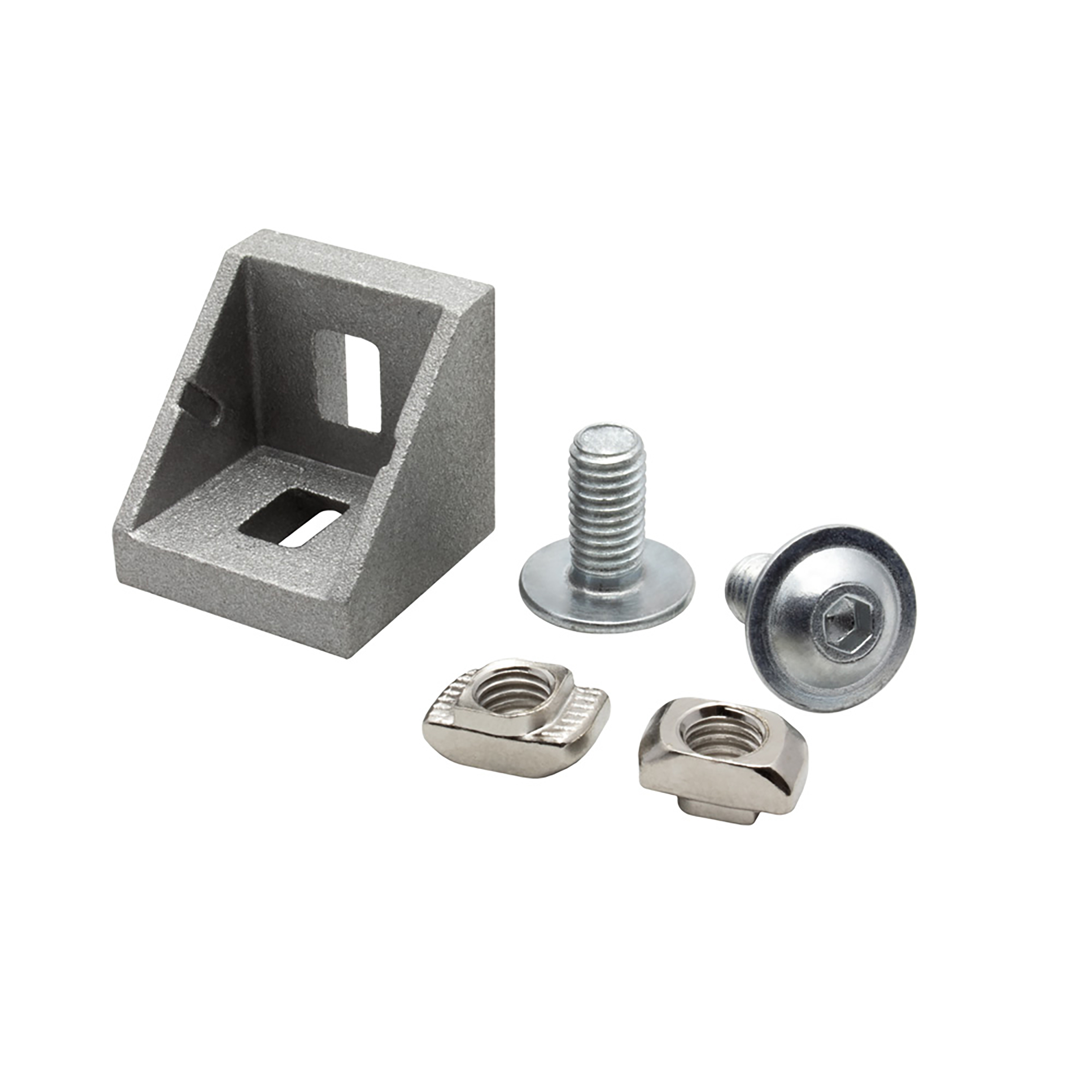 Befestigungswinkel ink. Schrauben und Nutensteine Nut 6 für Aluprofil 20-er 1 Stück Befestigungswinkel ink. Schrauben und Nutensteine Nut 6 für Aluprofil 20-er 1 Stück