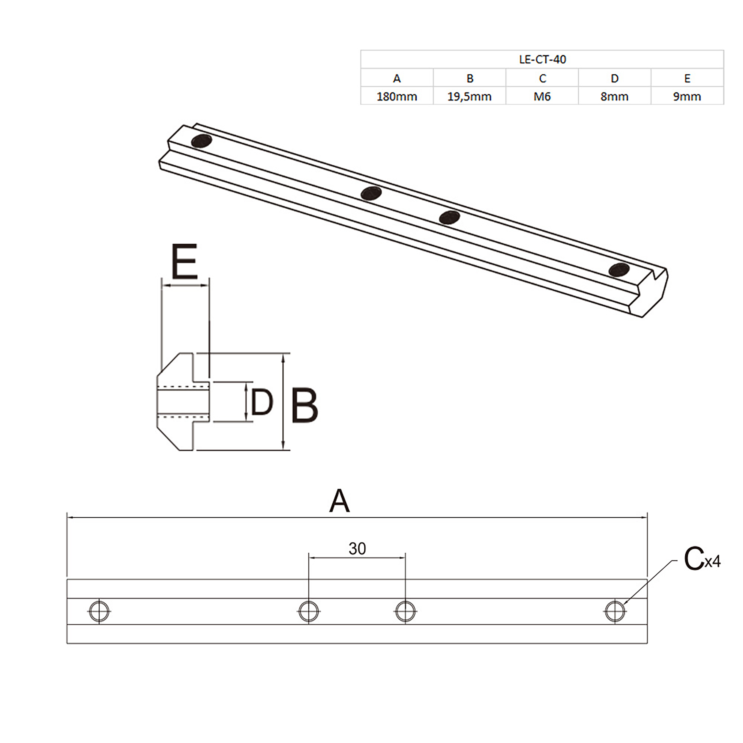 Profilverbinder Streckenverbinder 180mm Nut8 für Aluprofil 40-er - 1 Stück Profilverbinder Streckenverbinder 180mm Nut8 für Aluprofil 40-er - 1 Stück