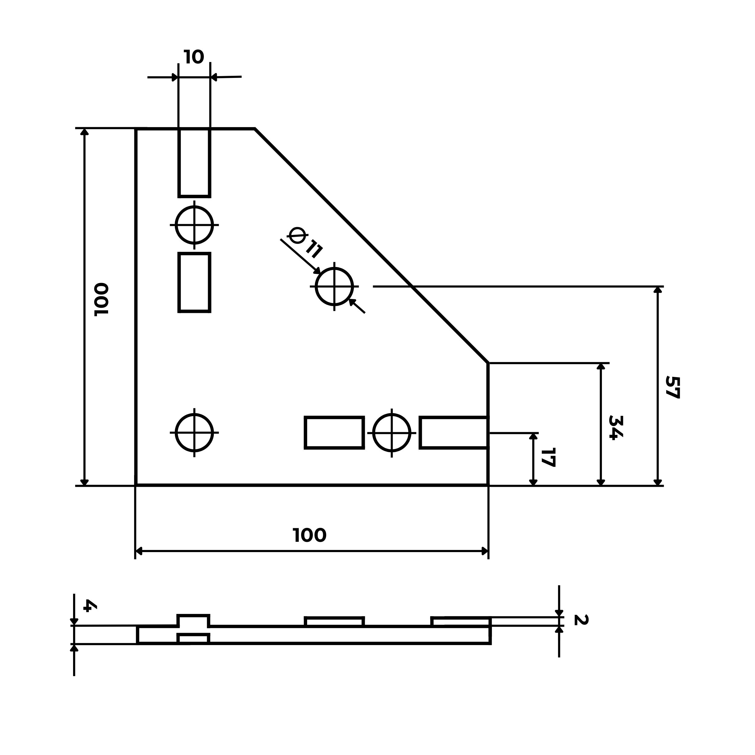 Knotenblech Nut 10 für 45-er Aluprofil ohne Verschraubung - 1 Stück Knotenblech Nut 10 für 45-er Aluprofil inkl. Verschraubung - 1 Stück