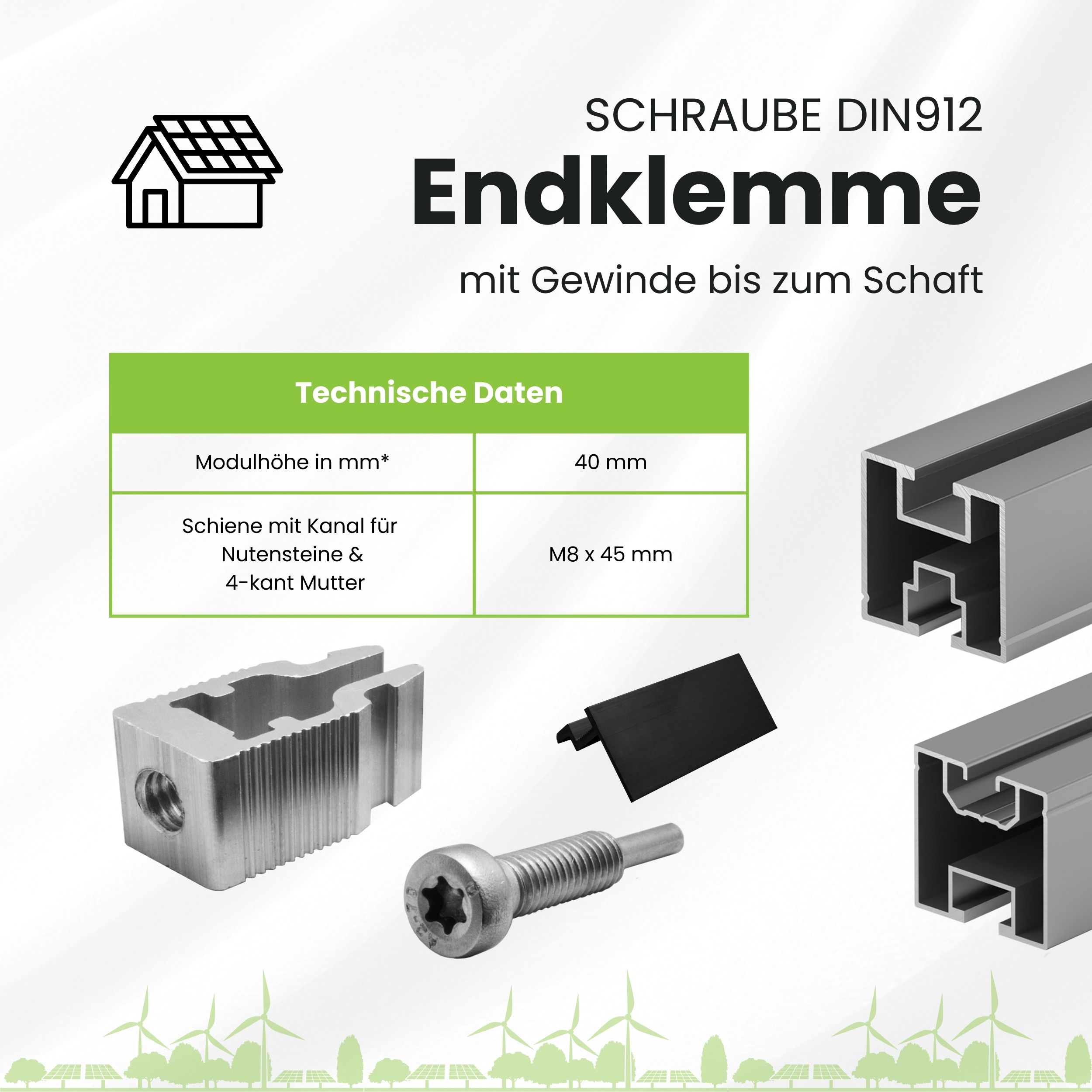 Solarprofile - 1x Endklemme schwarz - inkl. MwSt. - TKS-30 - PV-Profile - Zubehör - Befestigungssystem Solarprofile - 1x Endklemme schwarz - ohne MwSt. - TKSK-30 - PV-Profile - für Kreuzklemme - Zubehör